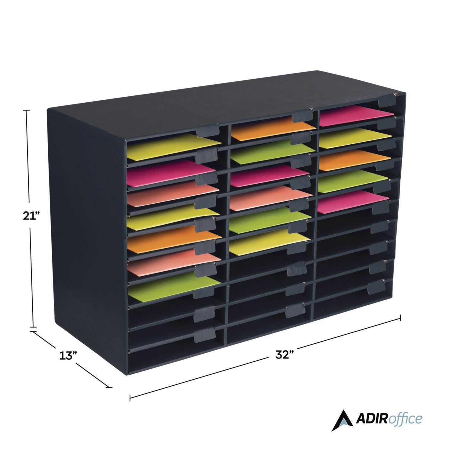 AdirOffice 30-Section Letter Size File Organizer - Black Literature Classroom Organizer (32