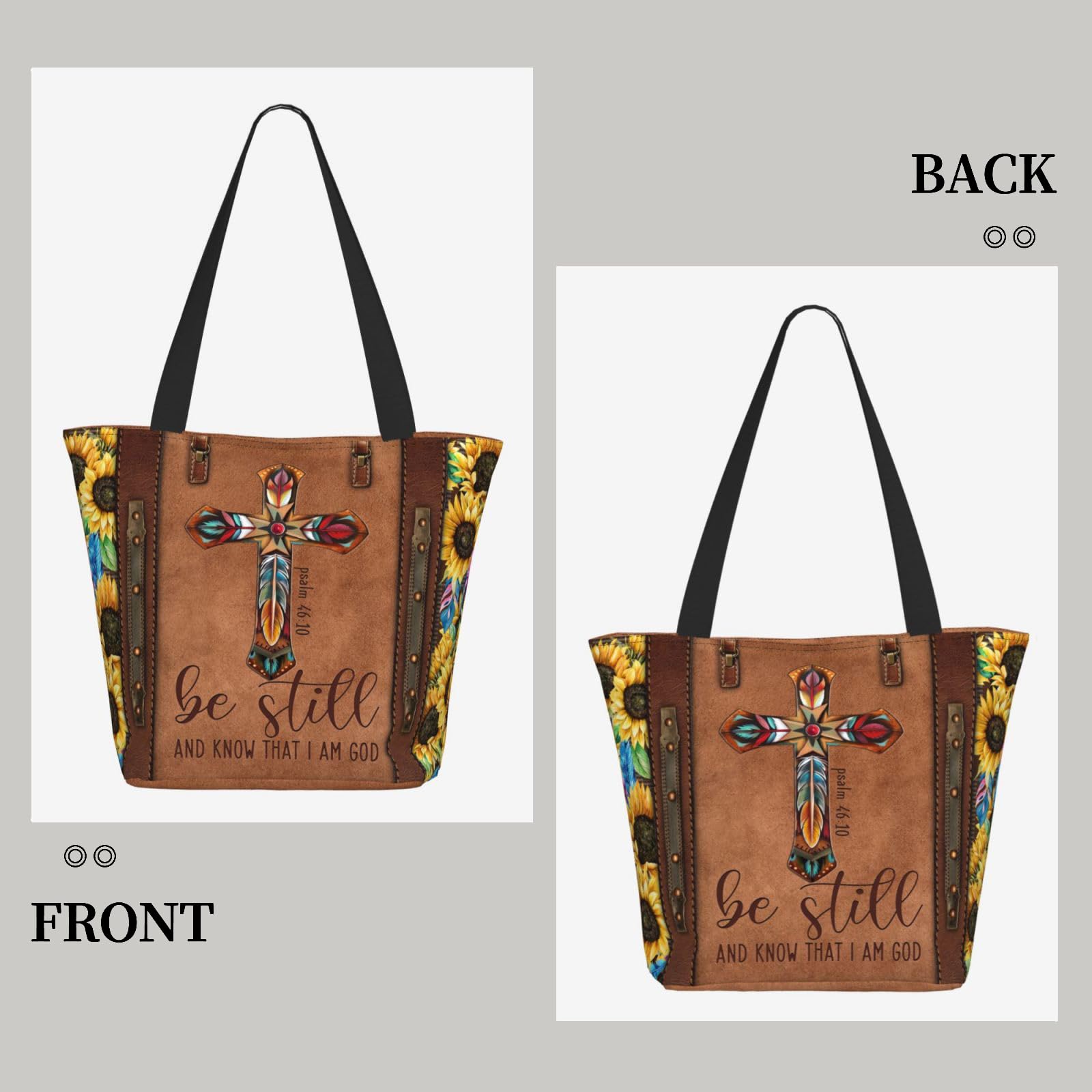Christian Tote Bags for Women - Bible Verse Shoulder Bag with Zipper - Church & Daily Use Gift
