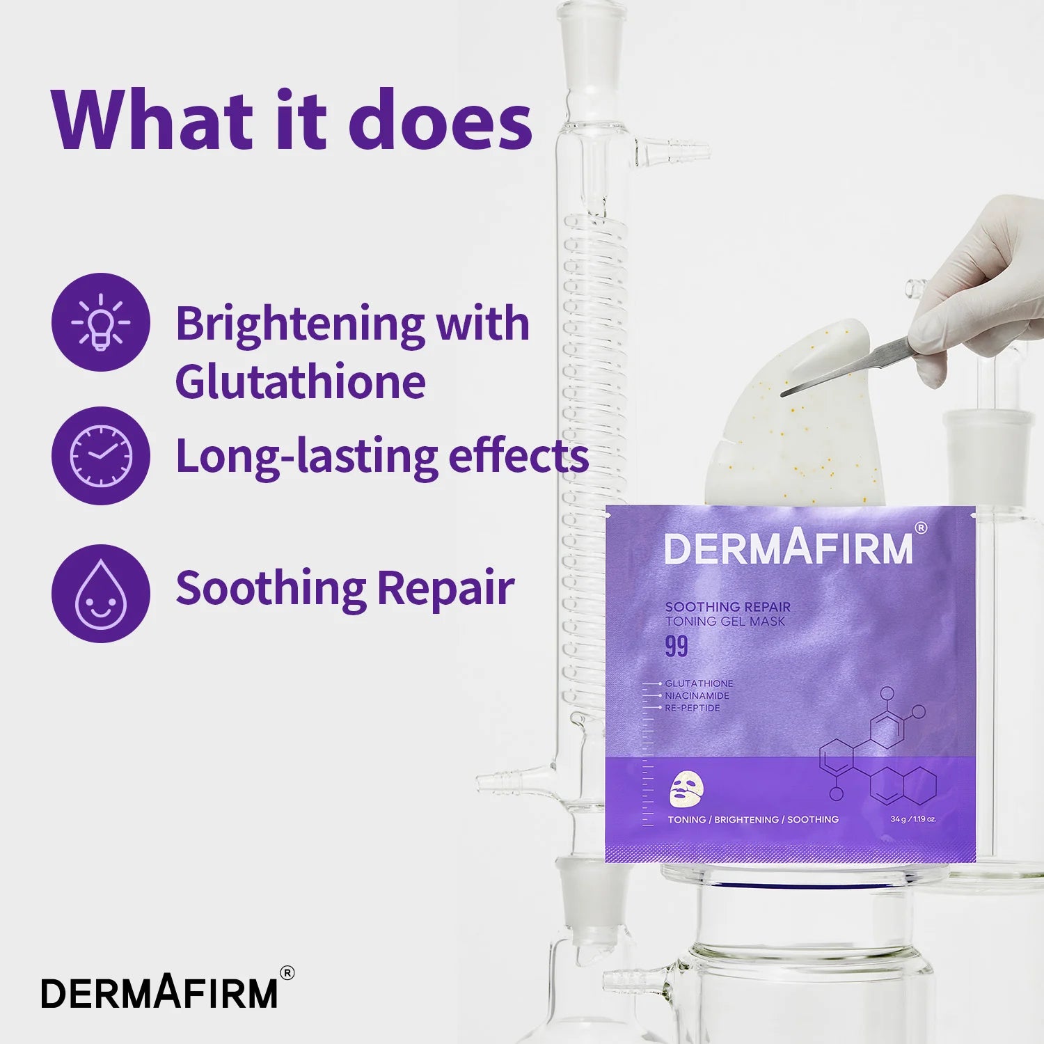DERMAFIRM Soothing Repair Toning Gel Mask R4 (4 Sheets) - Hydrating & Calming Facial Sheet Mask for Sensitive Skin - Perfect for Post-Sun Care & Daily Skincare Routine