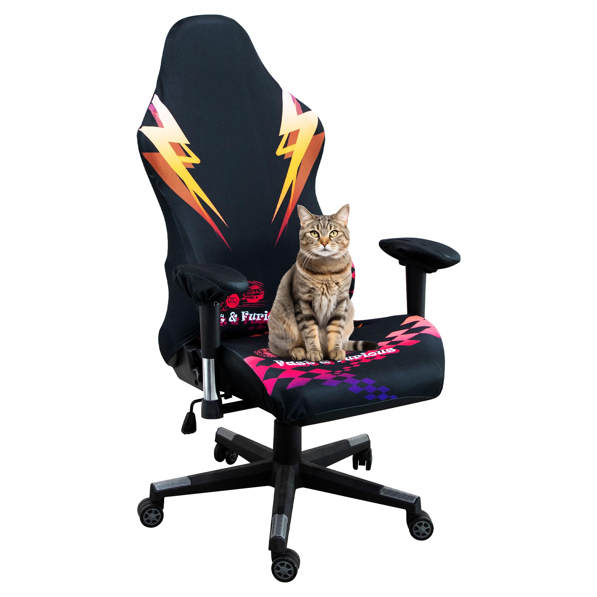 Stretchable Gaming Chair Cover - Ergonomic Office Chair Slipcover for Anti-Cat Scratch Protection | Universal Fit for Computer, Racing & Gamer Chairs (Fast & Furious Style) - Perfect for Home Office, Gaming Setup & Pet-Friendly Workspaces