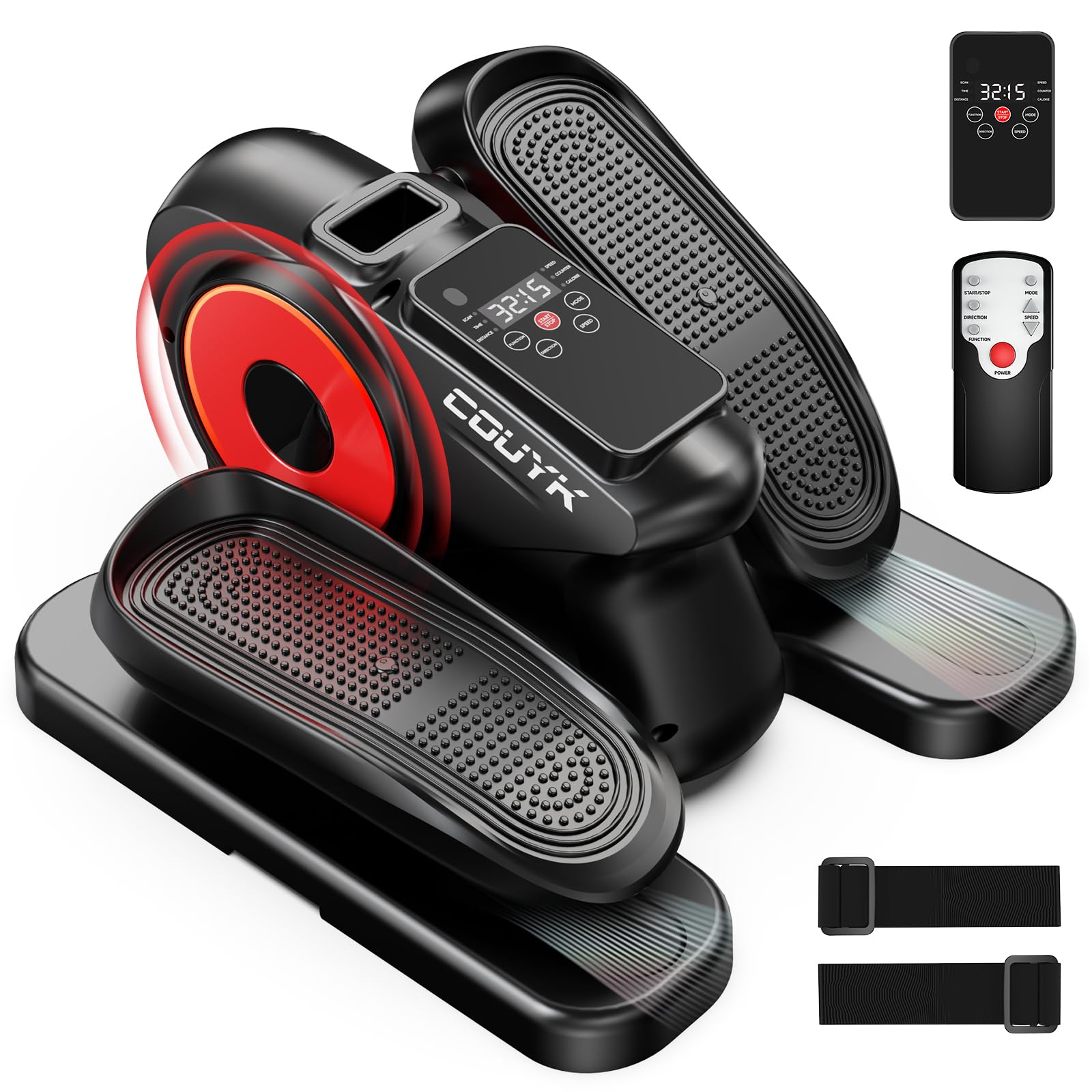 Under Desk Elliptical Machine - Quiet Portable Leg Exerciser for Seniors & Adults with LCD Display, Non-Slip Foot Straps, Remote Control & 12 Speed Levels | Home Office Workout Equipment for Sedentary Lifestyle