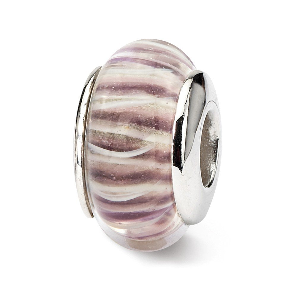 Hand-Blown Glass Beads with Rose Stripes - Sterling Silver Jewelry Making Supplies for Necklaces, Bracelets & DIY Crafts