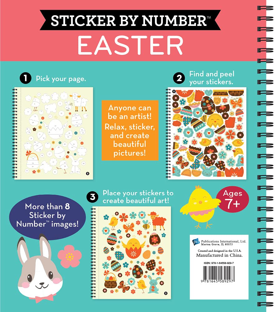 Brain Games - Sticker by Number: Easter Activity Book for Kids & Adults | Fun DIY Sticker Puzzles for Holiday Decorations & Party Favors