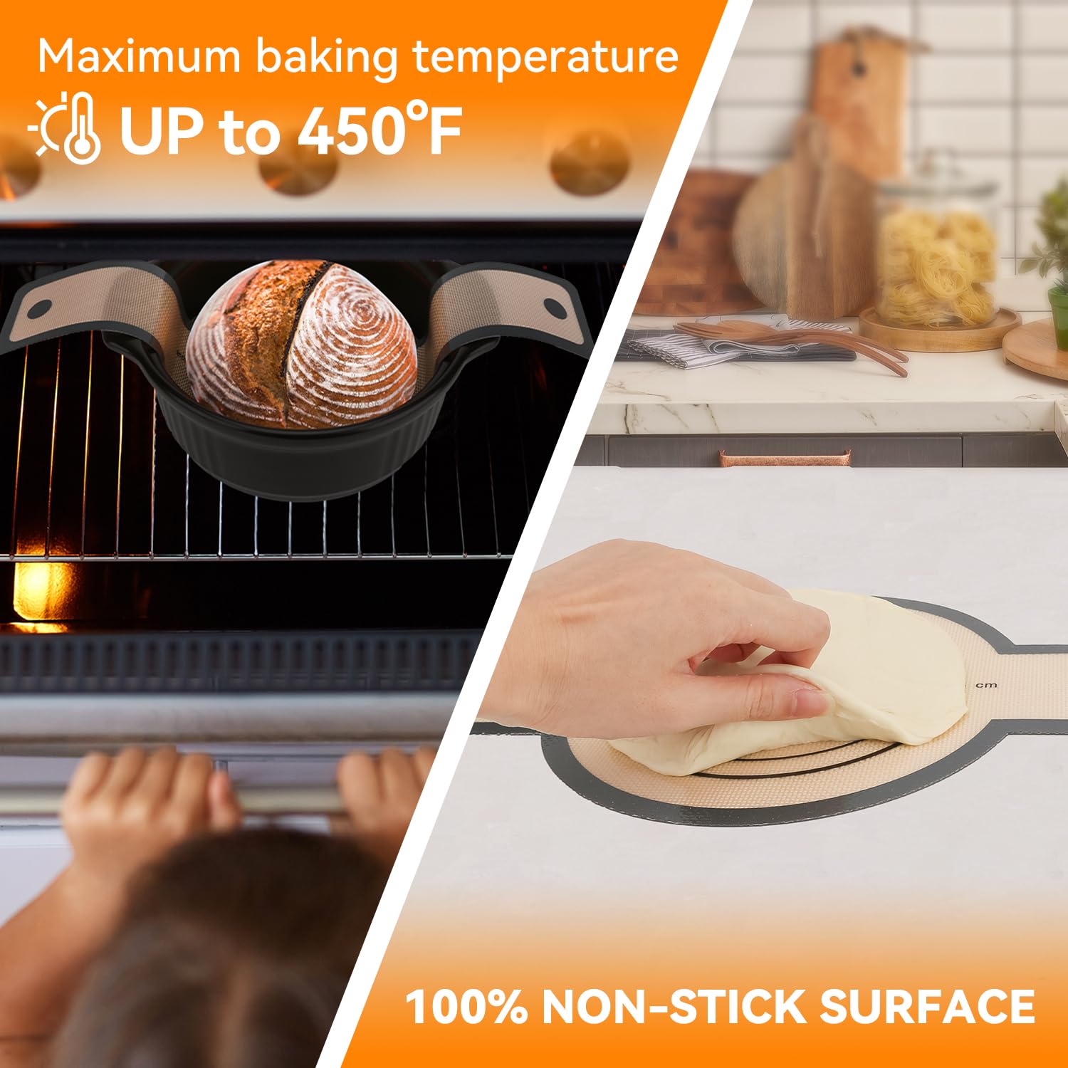 Platinum Silicone Bread Sling for Dutch Oven - Extra Thick Reusable Non-Stick Baking Mat with Long Handles for Easy Sourdough Bread Transfer | Perfect for Artisan Bread Baking, Home Kitchen & Professional Bakers