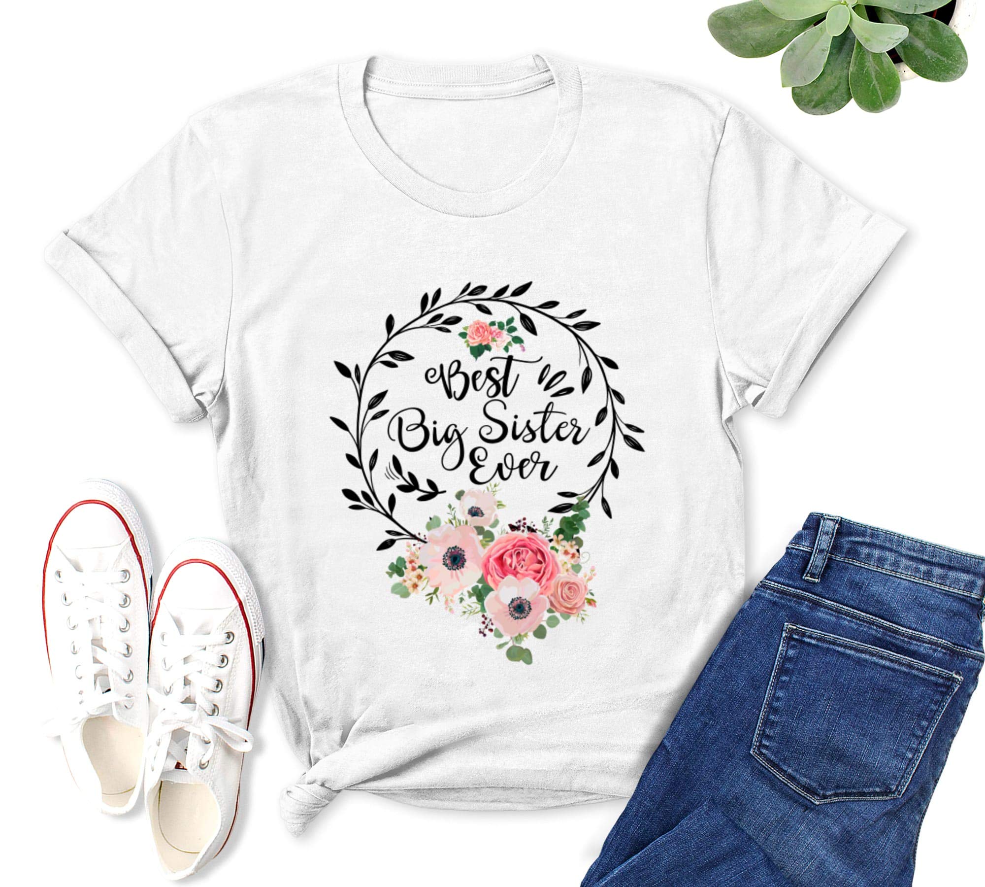 Best Sister Gift T-Shirt - Floral Design for Women & Moms