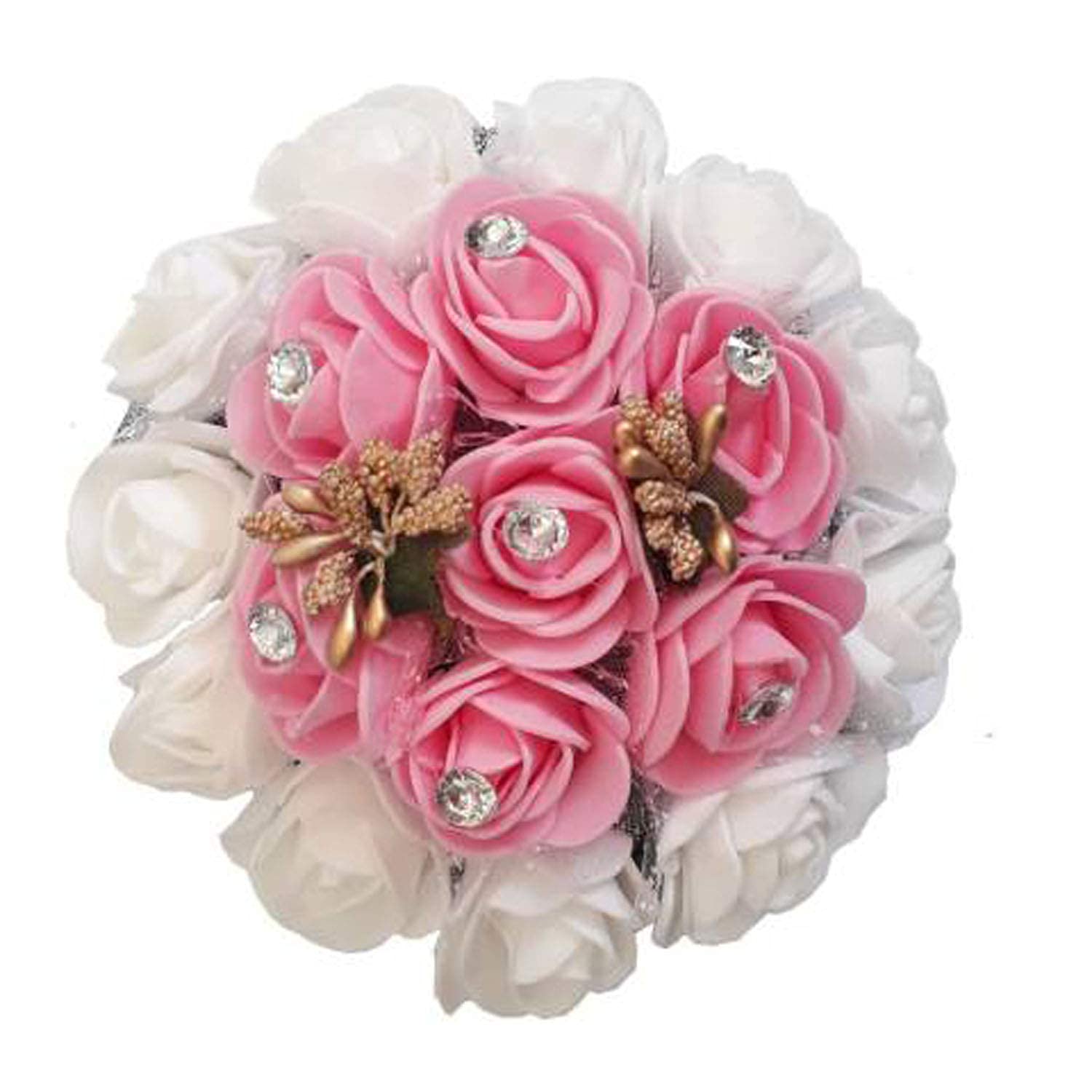 Ruchi Hair Bun Gajra Flower - Pink & White Artificial Hair Jewelry for Women | Pack of 1 | Perfect for Weddings, Parties & Traditional Outfits