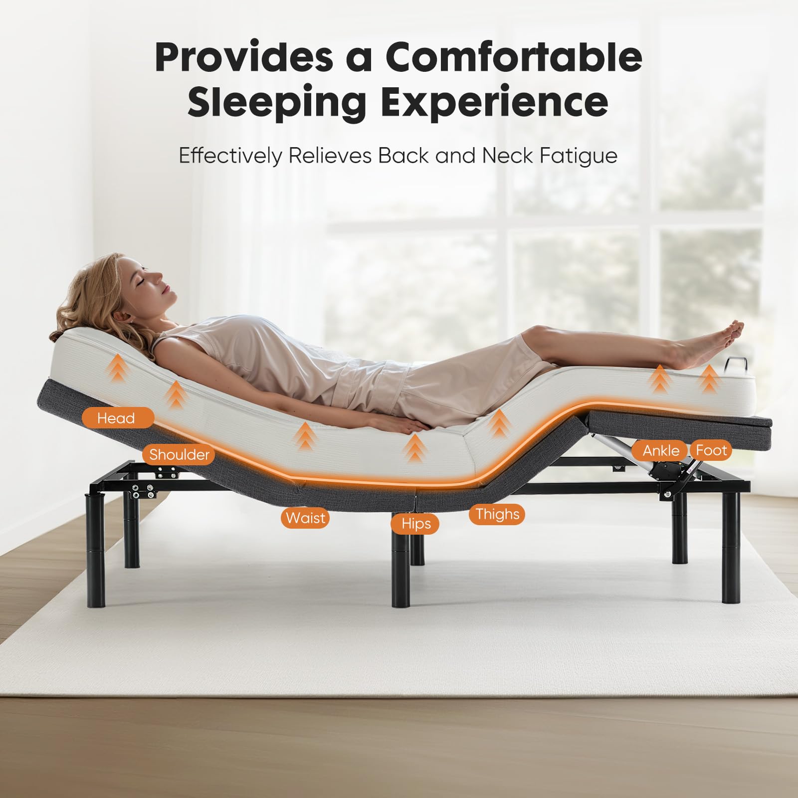 Sweetcrispy Full Adjustable Bed Frame with Wireless Remote - Ergonomic Electric Bed Base, Zero Gravity & Anti-Snore Features, 2 USB Ports, Easy Assembly - Perfect for Back Pain Relief, Reading & Relaxing in Bedroom