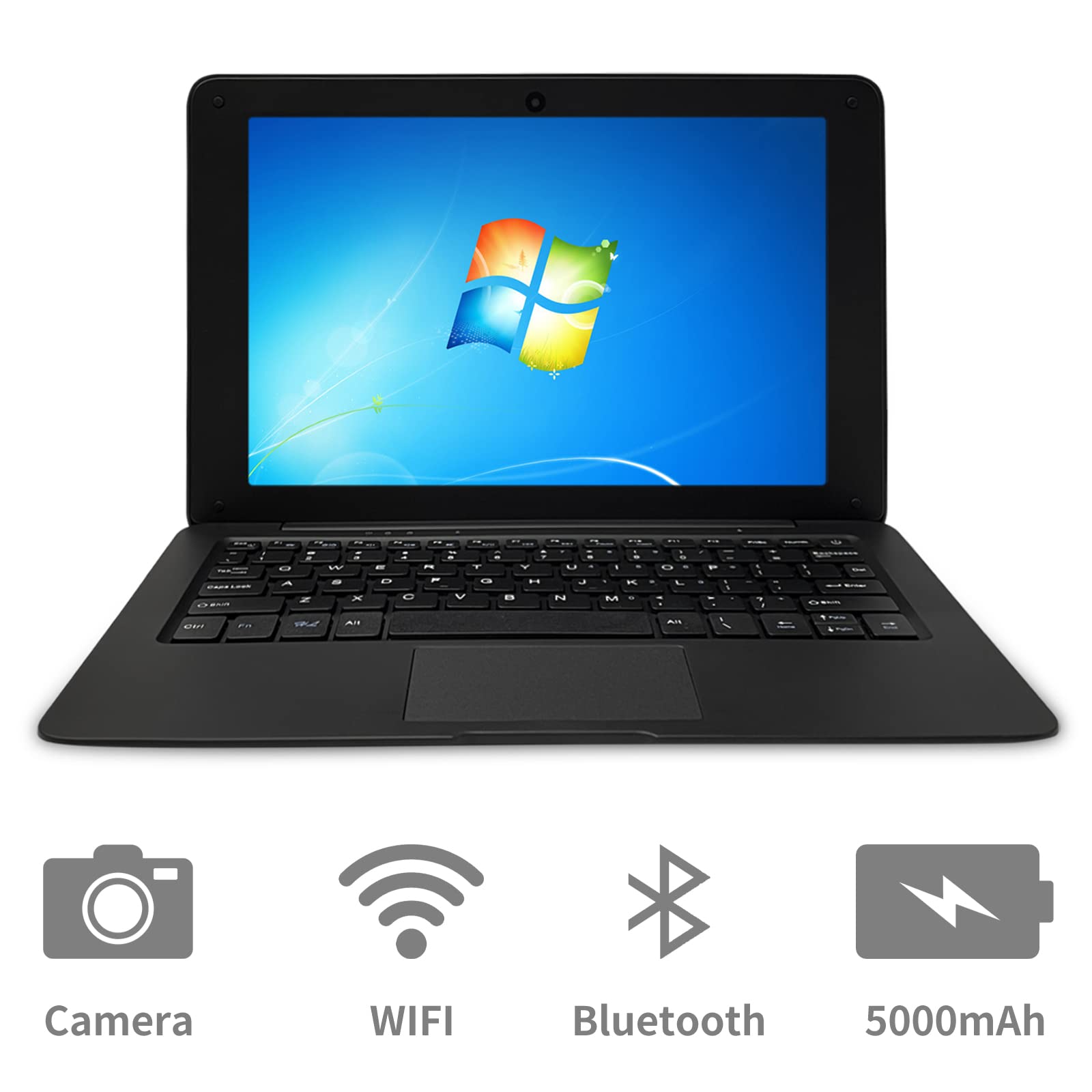 10.1 Inch Windows 10 Laptop - Intel Quad Core Processor, 4GB RAM, 64GB eMMC Storage | Lightweight Mini Netbook with Laptop Sleeve, Wireless Mouse & Headphones (Black) | Perfect for Students, Business Travel & Home Office Use