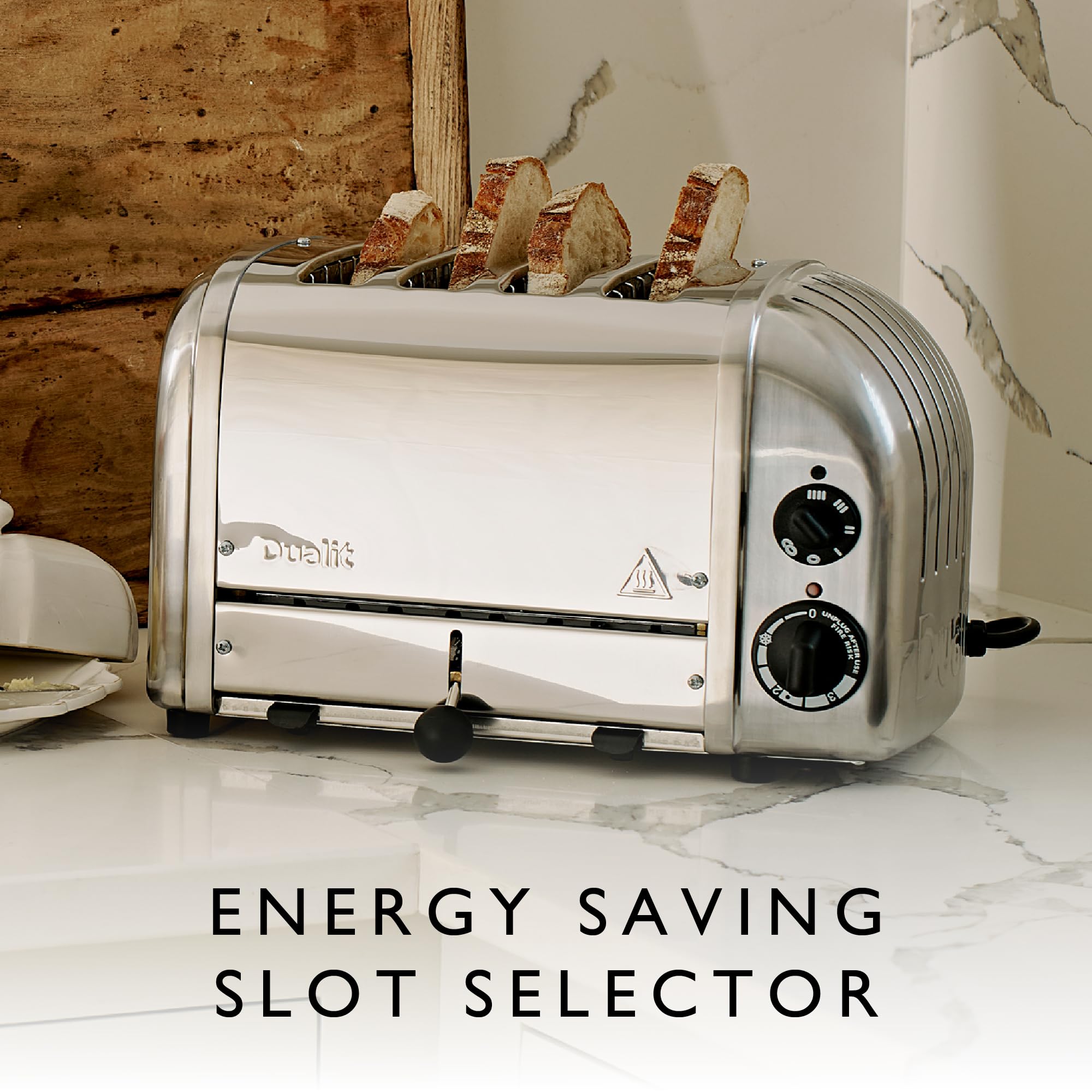 Dualit Classic 4-Slice NewGen Toaster - Stainless Steel, Handcrafted in UK - Replaceable ProHeat Elements - Defrost & Reheat Function - Mechanical Timer - Perfect for Breakfast, Brunch & Entertaining
