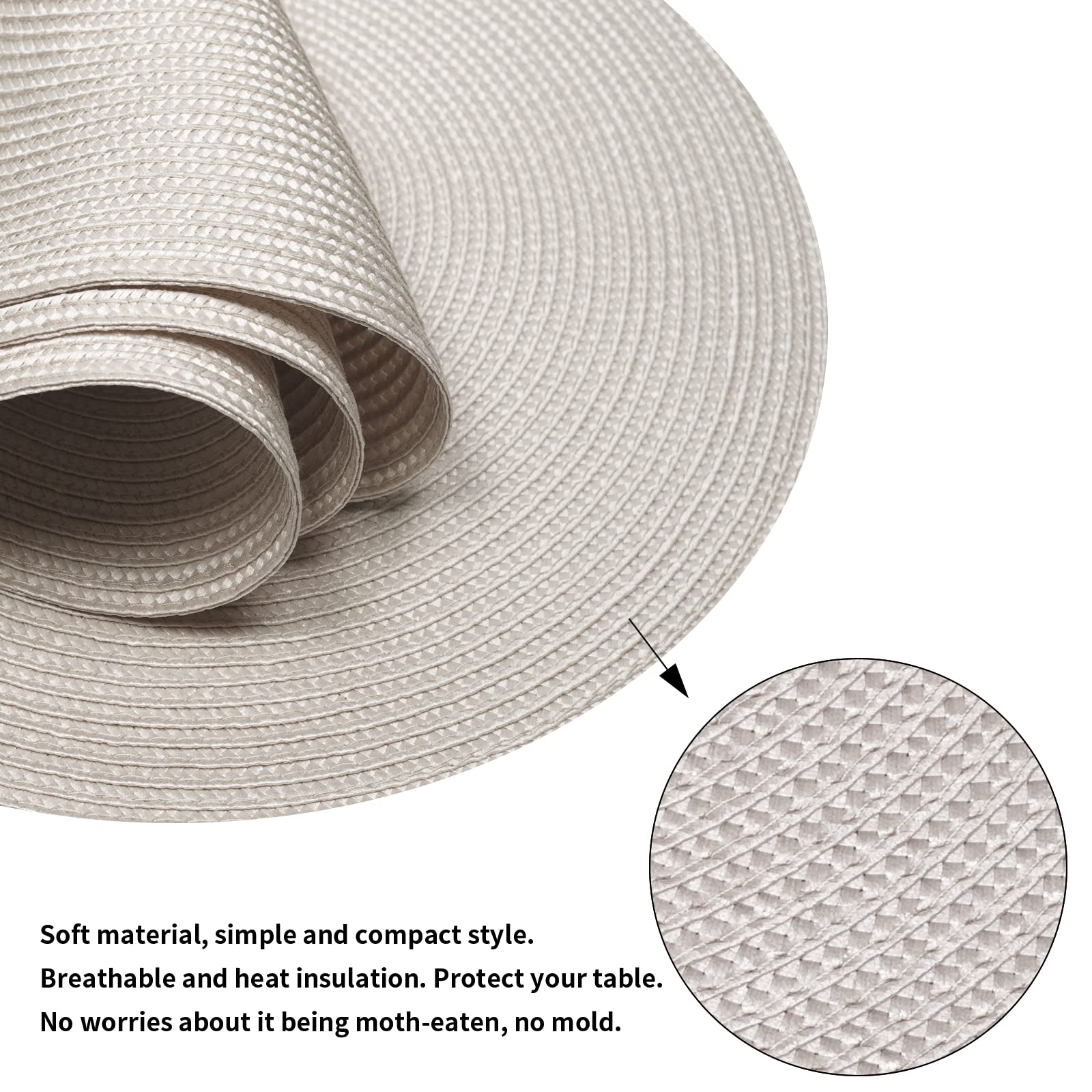 Braided Round Placemats Set of 4 - 15 Inch Woven Washable Non-Slip Table Mats for Kitchen Dining, Parties & Home Decor (Cream) - Perfect for Everyday Use, Holiday Gatherings & Dinner Parties