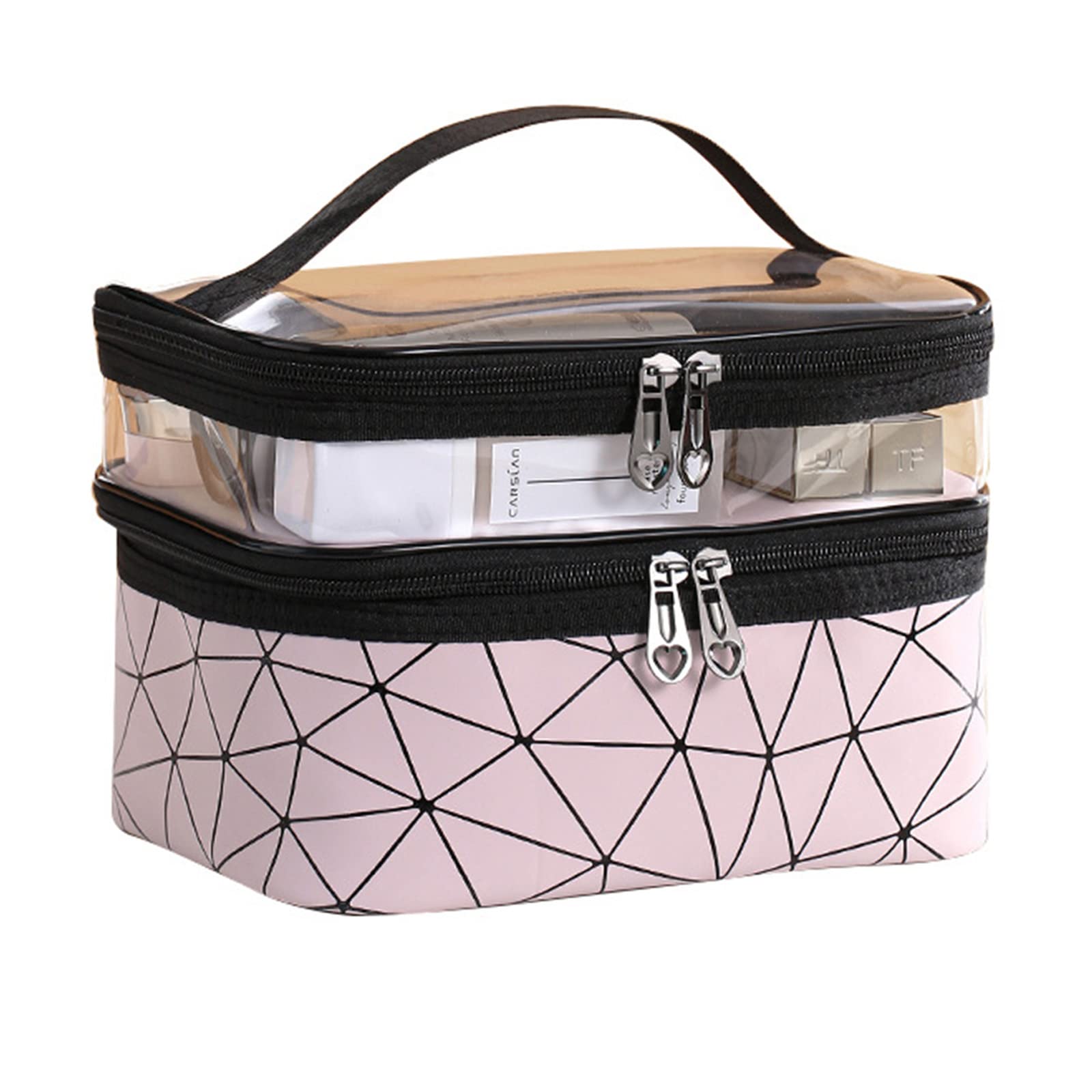 Large Makeup Bag for Women - Travel Toiletry Organizer with Brush & Jewelry Storage, Cosmetic Case for Girls Gifts (New Pink) | Perfect for Travel, Gym, and Daily Essentials Organization