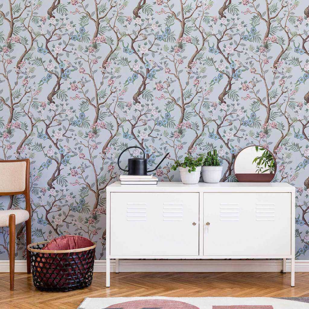 Blue Botanical Peel and Stick Removable Wallpaper - Self-Adhesive Wall Mural for Home Decor, Bedroom, Living Room, Nursery & Office - Easy to Apply & Remove - Pattern 1745