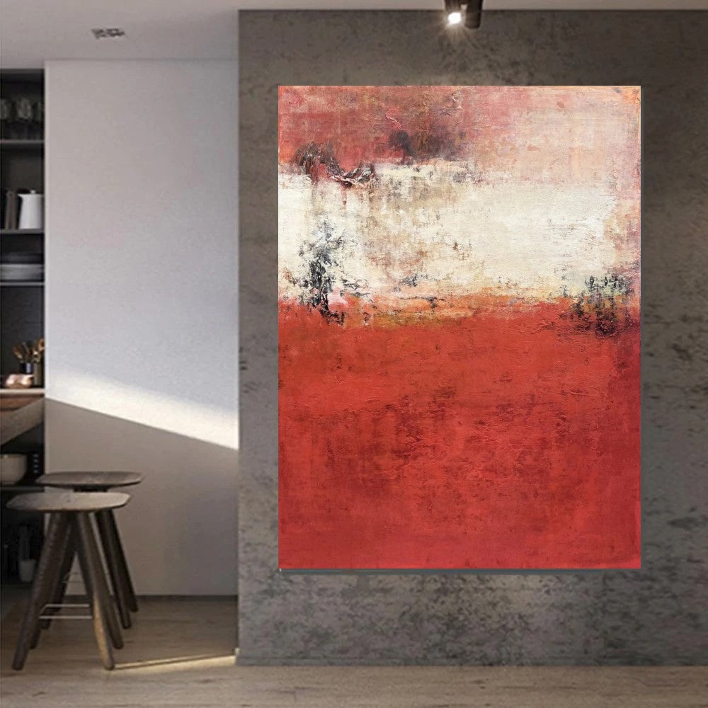 Large Contemporary Abstract Canvas Painting for Living Room - Red Modern Wall Art Decor for Home & Office Interior Design | Perfect for Accent Walls, Bedroom, Dining Room & Office Spaces