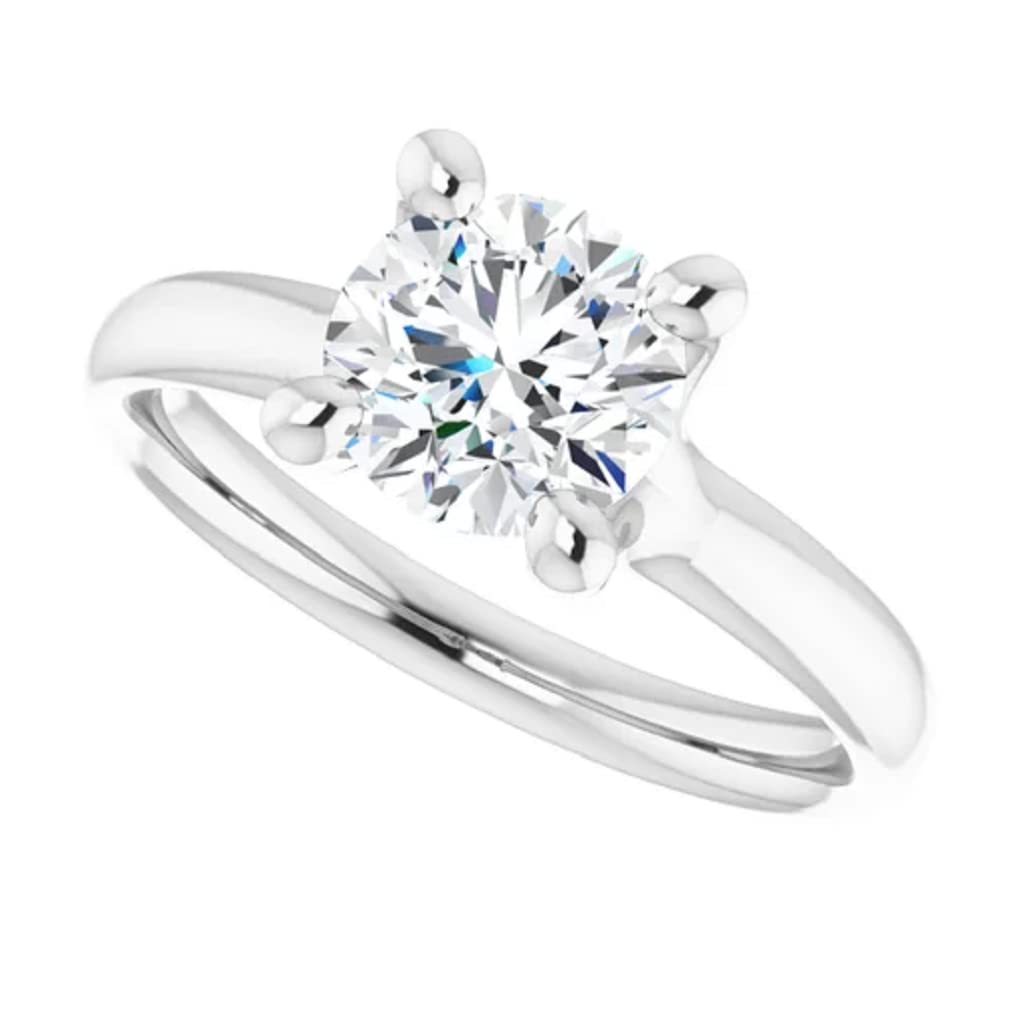 10K Solid White Gold Handmade Engagement Ring - 1.0 CT Round Cut Moissanite Diamond Solitaire Wedding Band for Women - Perfect for Proposals, Anniversaries & Bridal Jewelry Gifts