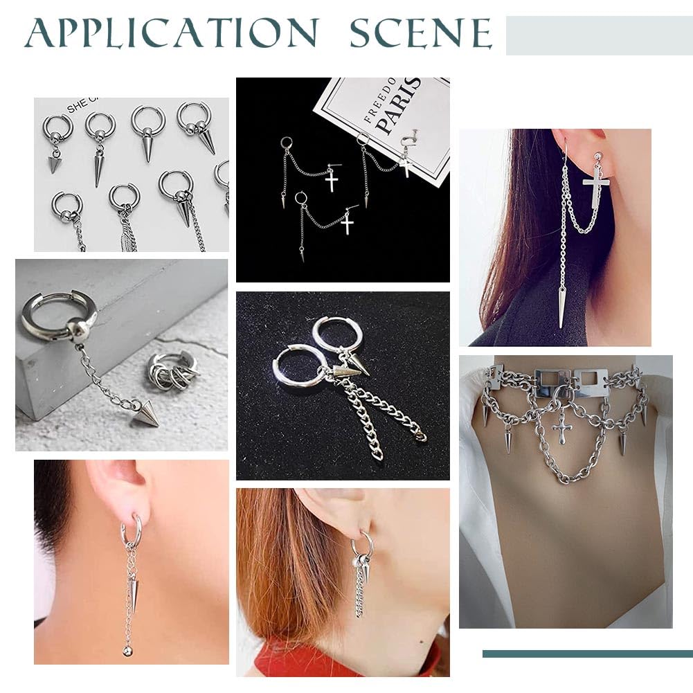 UNICRAFTALE 60pcs Stainless Steel Cone Charms - 6 Sizes Hypoallergenic Punk Style Spiked Pendants for DIY Jewelry Making (Necklace, Earrings, Bracelet) - Perfect for Gothic, Boho, and Rock Fashion Accessories