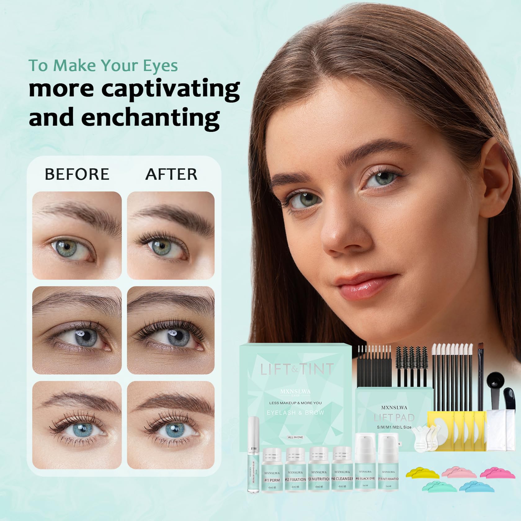 Professional 4-in-1 Lash Lift & Brow Perm Kit - Curl, Lift & Darken Lashes for Fuller, Thicker Look | Salon & Home Use | Lasts 6-8 Weeks | Perfect for Weddings, Date Nights & Special Occasions