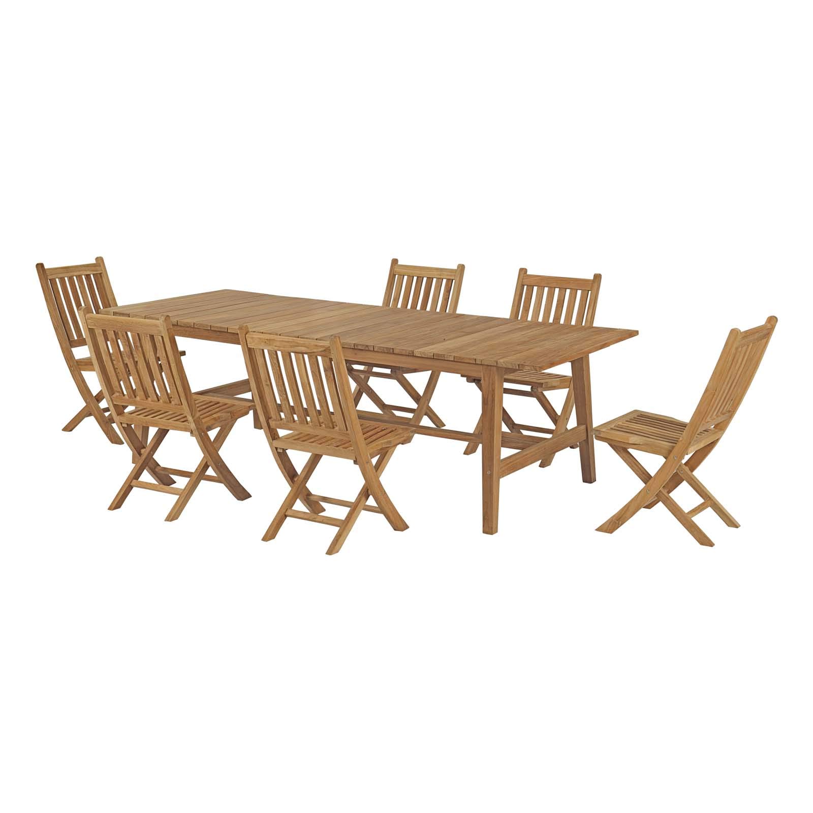 Modern Contemporary Outdoor Patio Dining Set - Wooden Balcony Garden Side Table & Chairs (Natural Finish) - Perfect for Backyard, Poolside, or Terrace Relaxation
