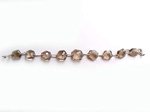 Natural Smoky Quartz Hexagon Briolette Beads - 7 Inch Long Strand for Jewelry Making, DIY Crafts, Necklaces & Bracelets - High-Quality Smokey Fancy Gemstone Beads (Code-HIGH-2372)