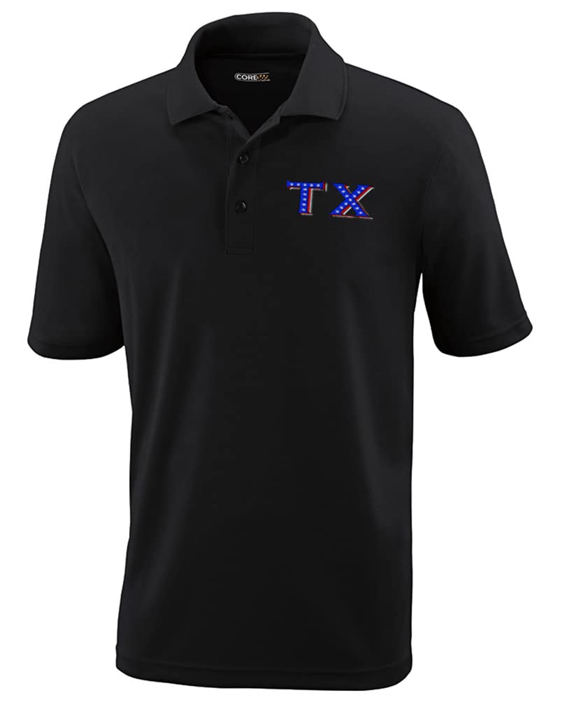 Custom Performance Golf Polo Shirts - Texas Blue Flag Stars Design, Moisture-Wicking Polyester Fabric for Men - Perfect for Golf Tournaments & Casual Wear