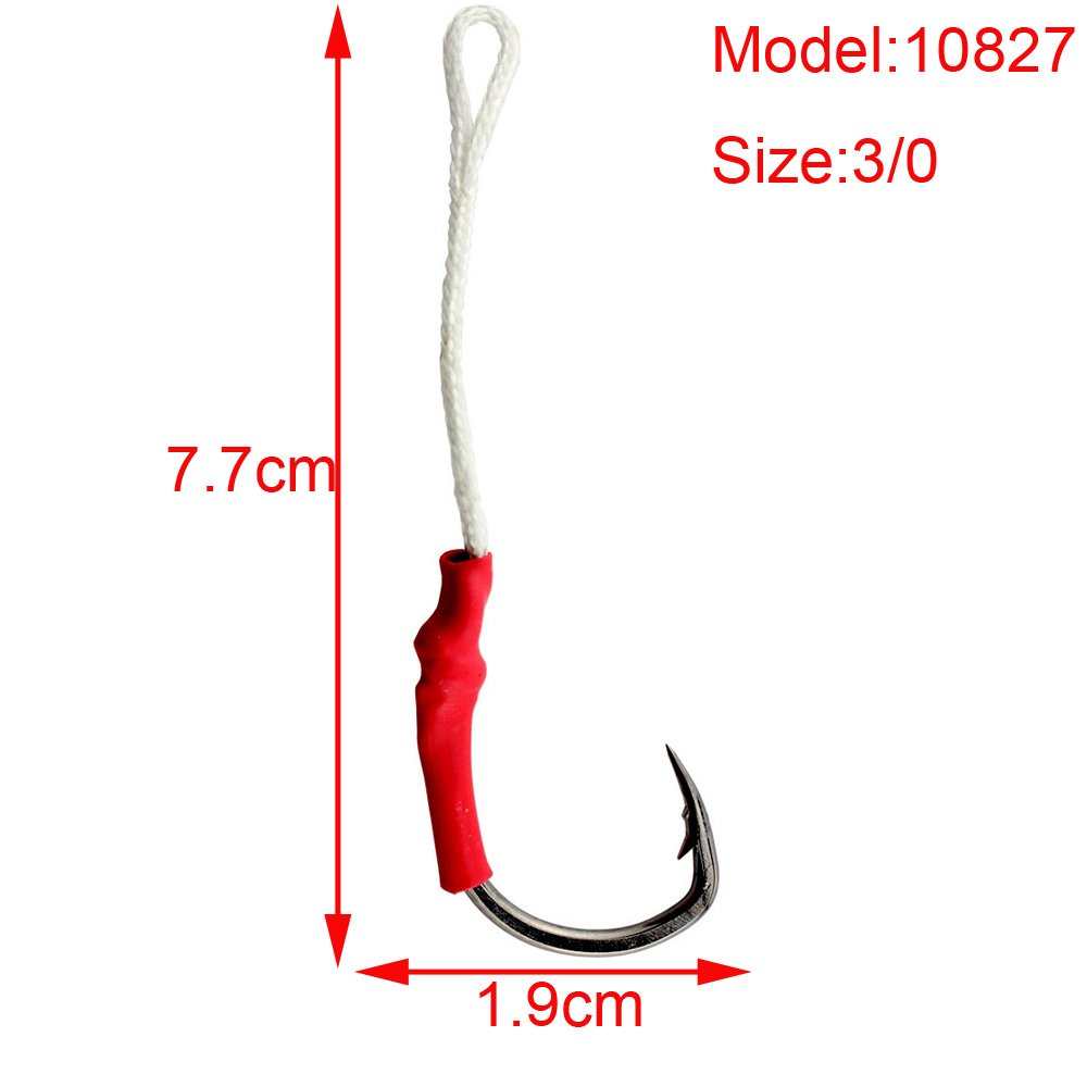 30pcs Fishing Assist Hooks with PE Line - Strong Jig Hooks for Vertical Butterfly Jigging - Perfect for Saltwater & Freshwater Fishing