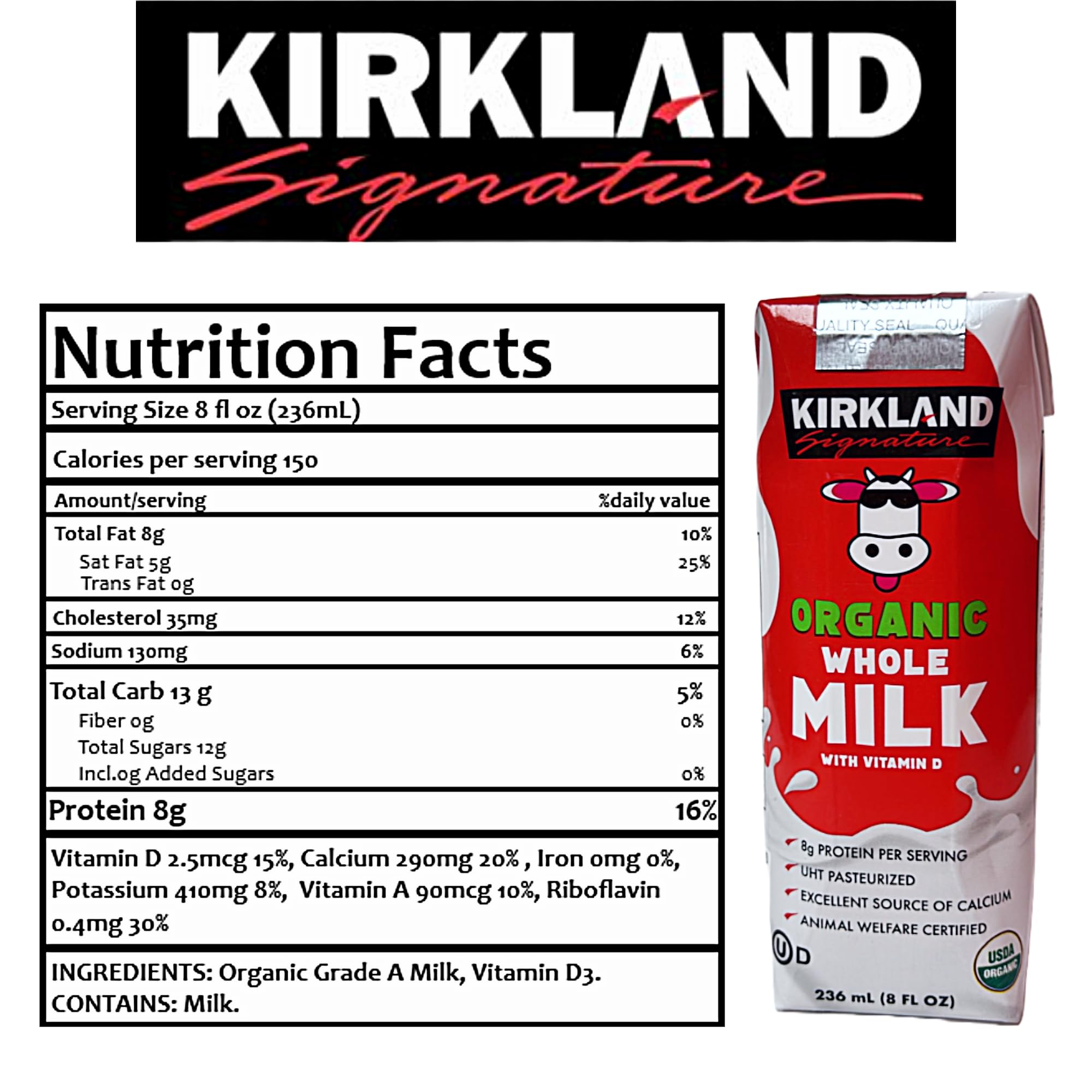 Organic Whole Milk from Grass-Fed Cows | Shelf-Stable Single-Serve Milk with Straws | 8.0 Fl oz (Pack of 18) | Perfect for School Lunches, Camping, Emergency Kits & On-the-Go Nutrition | Elegantly Packaged in BETRULIGHT Branded Box