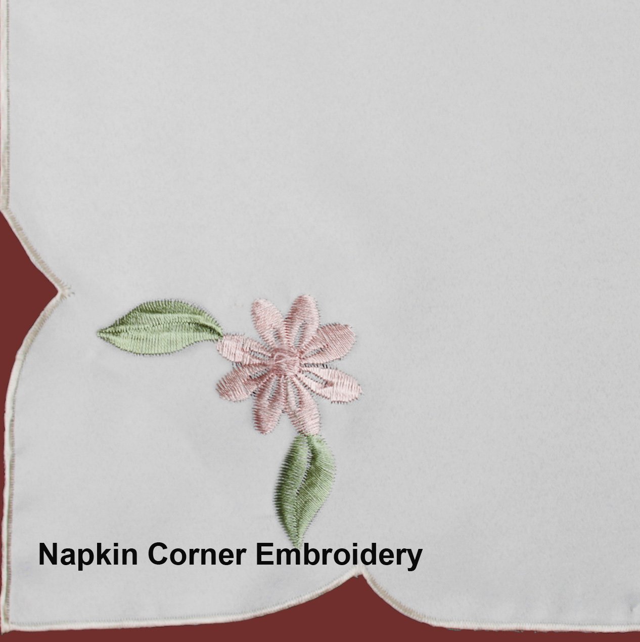 Embroidered Pink Rose Daisy Floral Pastel Tablecloth Set - 68x104 Inch Rectangular Table Cover with 12 Ivory Napkins - Spring Wedding, Easter Brunch & Garden Party Decor