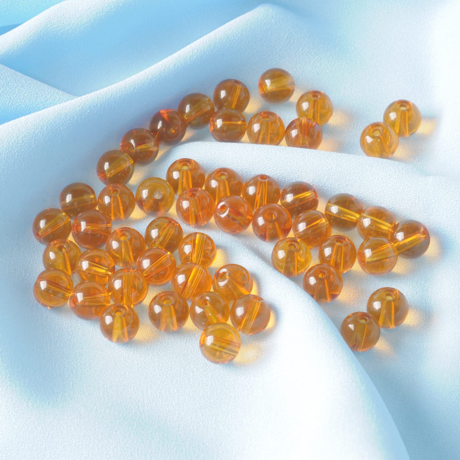 60pcs 6mm Round Natural Stone Beads - Amber Crystal Gemstone Loose Beads Strand for DIY Jewelry Making, Bracelets, Necklaces | Perfect for Adults Crafts, Gifts & Boho Style Accessories