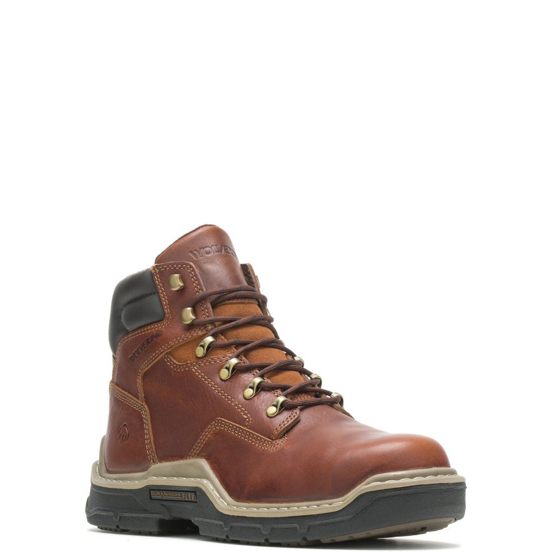 Raider DuraShocks® 6 CarbonMax® Steel Toe Work Boots for Men - Peanut Brown - Slip Resistant & Comfortable Safety Shoes for Construction, Warehouse & Outdoor Jobs