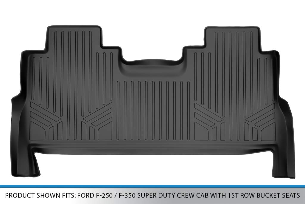 Premium SMARTLINER Floor Mats for 2017-2021 Ford F-250/F-350 Super Duty Crew Cab - 2nd Row Liner Black - Perfect for Off-Roading, Work Trucks & Family Protection