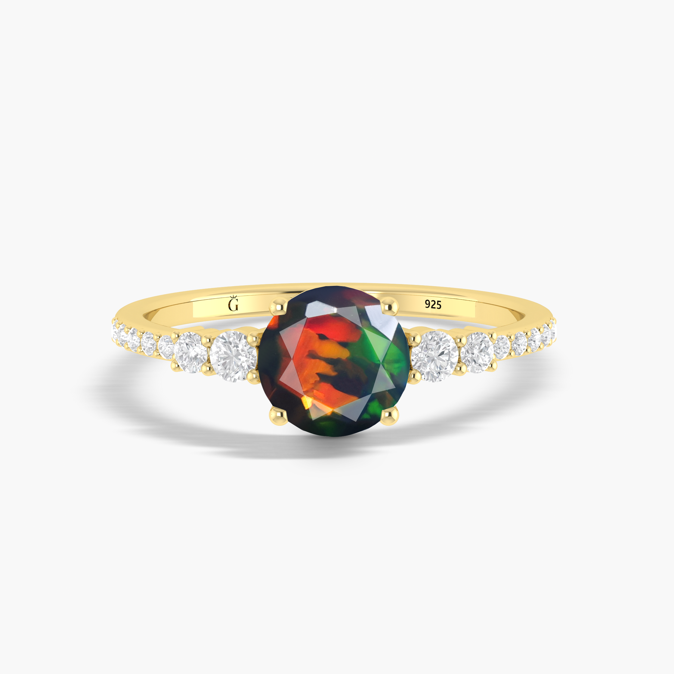 Exquisite Black Fire Ethiopian Opal Wedding Ring for Women - Elegant Round Dainty Band for Engagement, Anniversary & Special Occasions