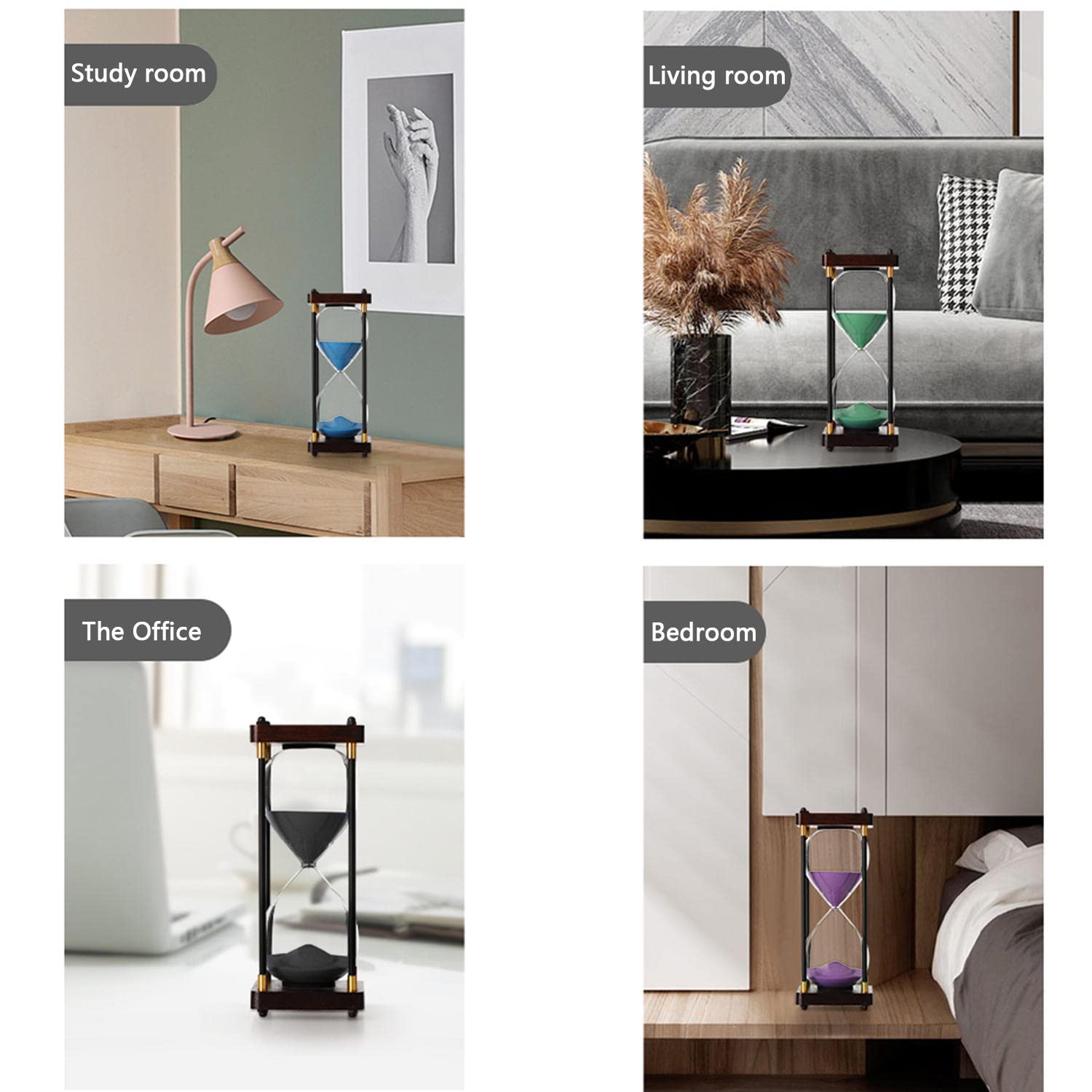 60-Minute Large Hourglass Sand Timer - Decorative & Functional 1-Hour Glass Timer for Kitchen, Classroom, Board Games, Meditation & Home Office Decor