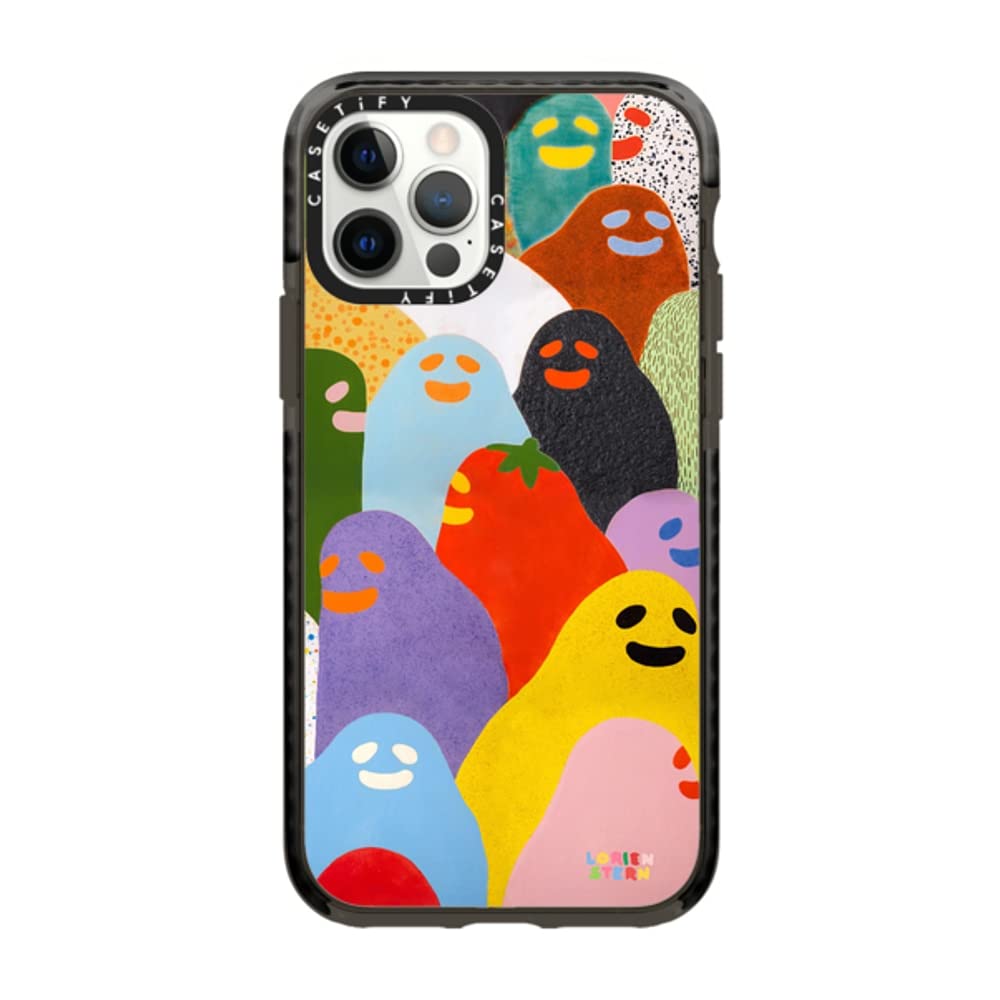 CASETiFY Impact Case for iPhone 12 & iPhone 12 Pro - Clear Black Protective Phone Cover - After Party Design by Lorien Stern - Shockproof & Scratch-Resistant - Perfect for Daily Use, Travel & Outdoor Activities