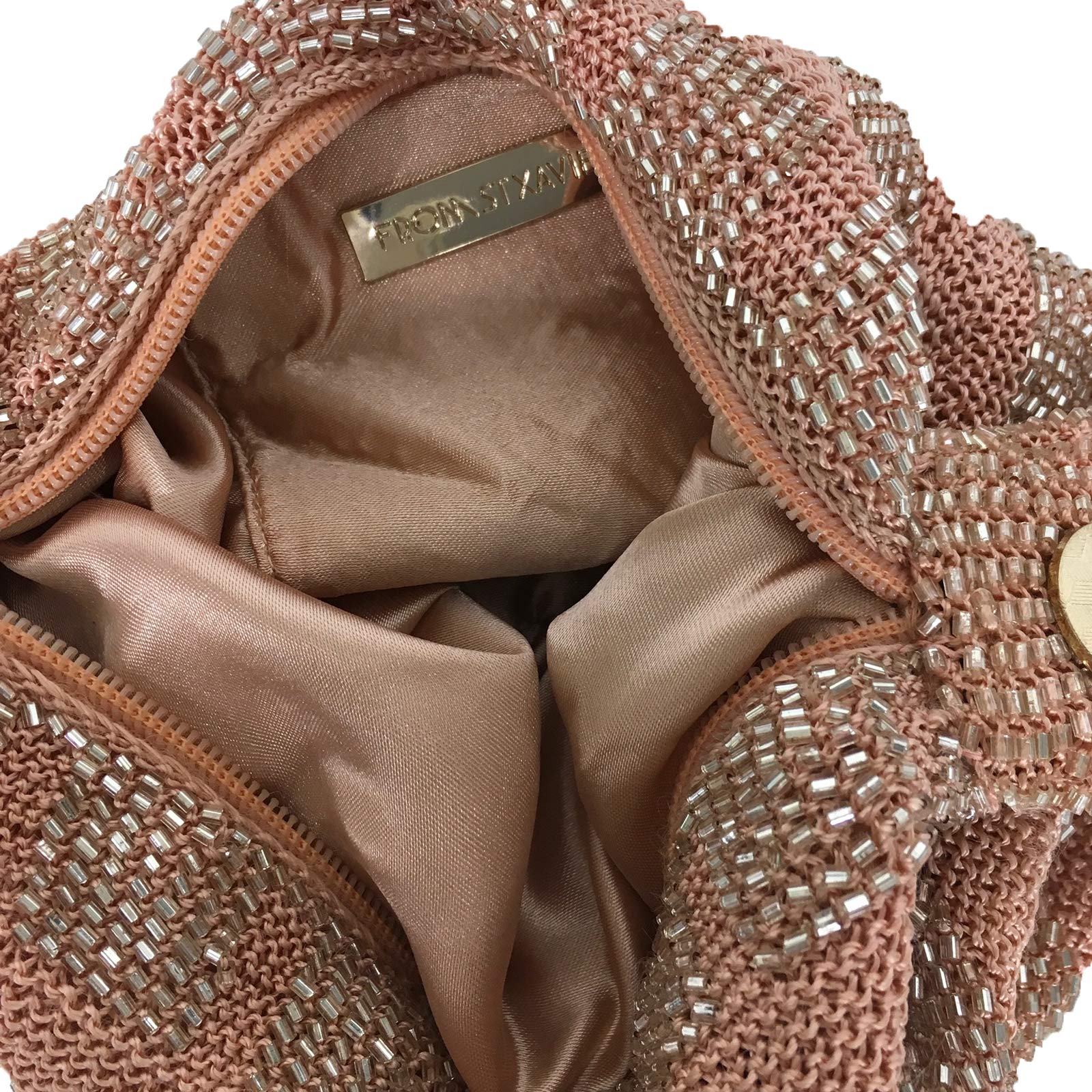 Goldie Beaded Evening Clutch Bag - Rose Gold Crystal Bracelet Purse for Women, Wedding Party Prom Night Out Accessory
