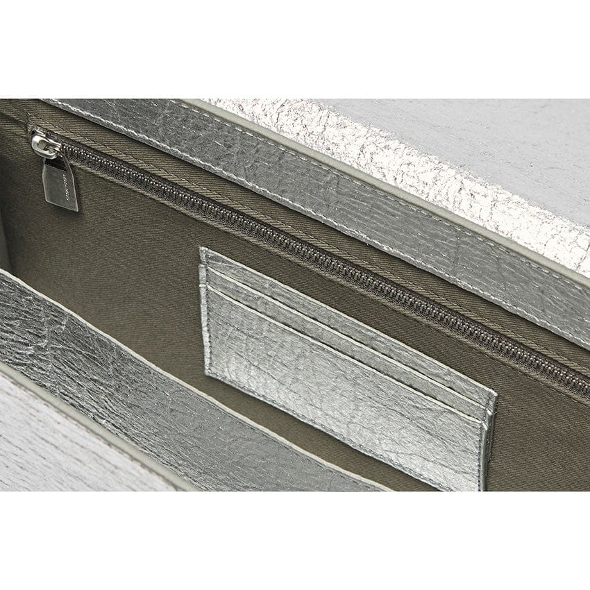 Cristiana Pinatex® Vegan Leather Shoulder Bag - Silver Metallic | Eco-Friendly Women's Handbag for Work, Travel & Everyday Use