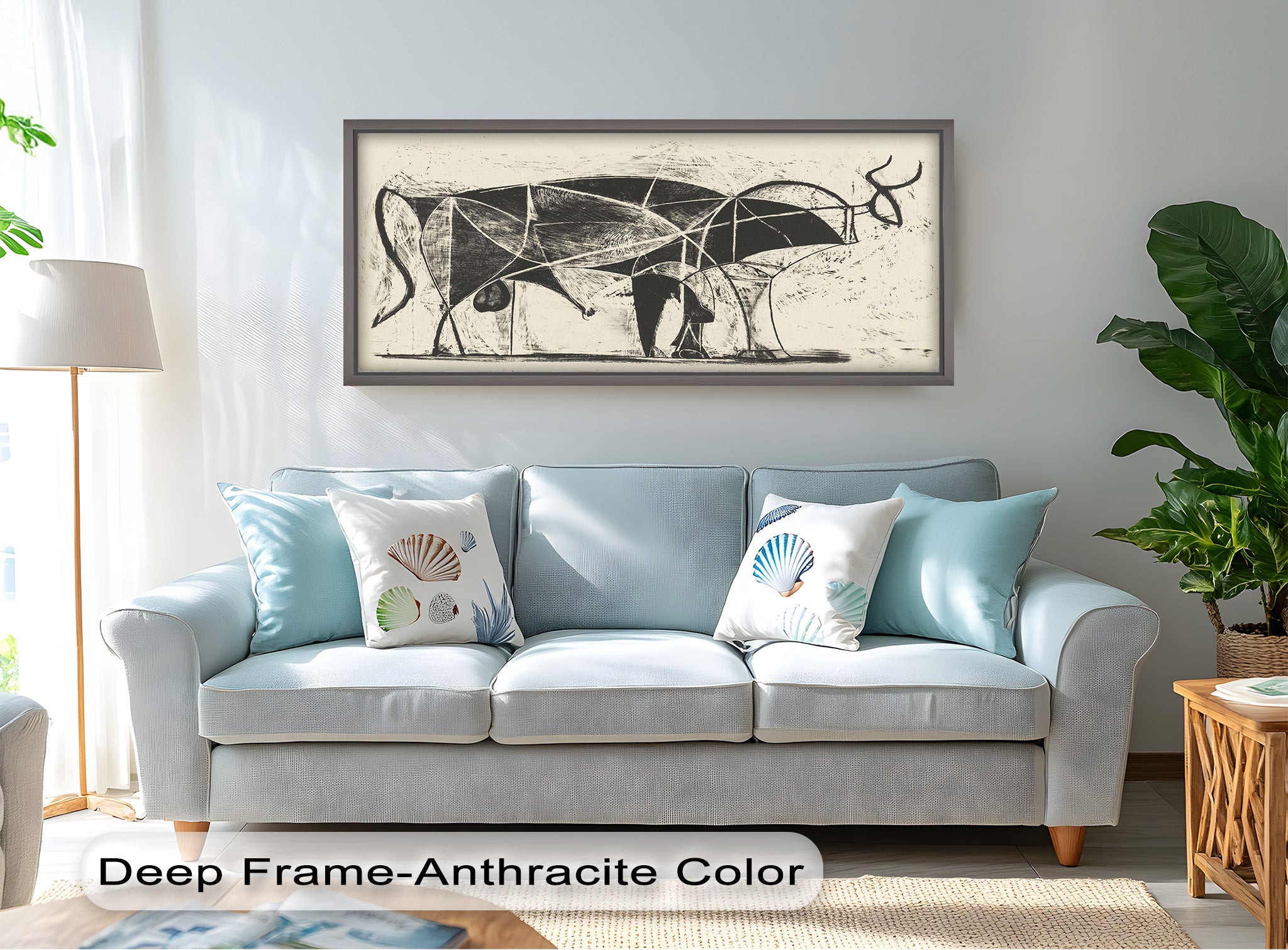 Abstract Bull Sketch Wall Art - Modern Cubist Oil Painting for Living Room, Office & Gallery Decor