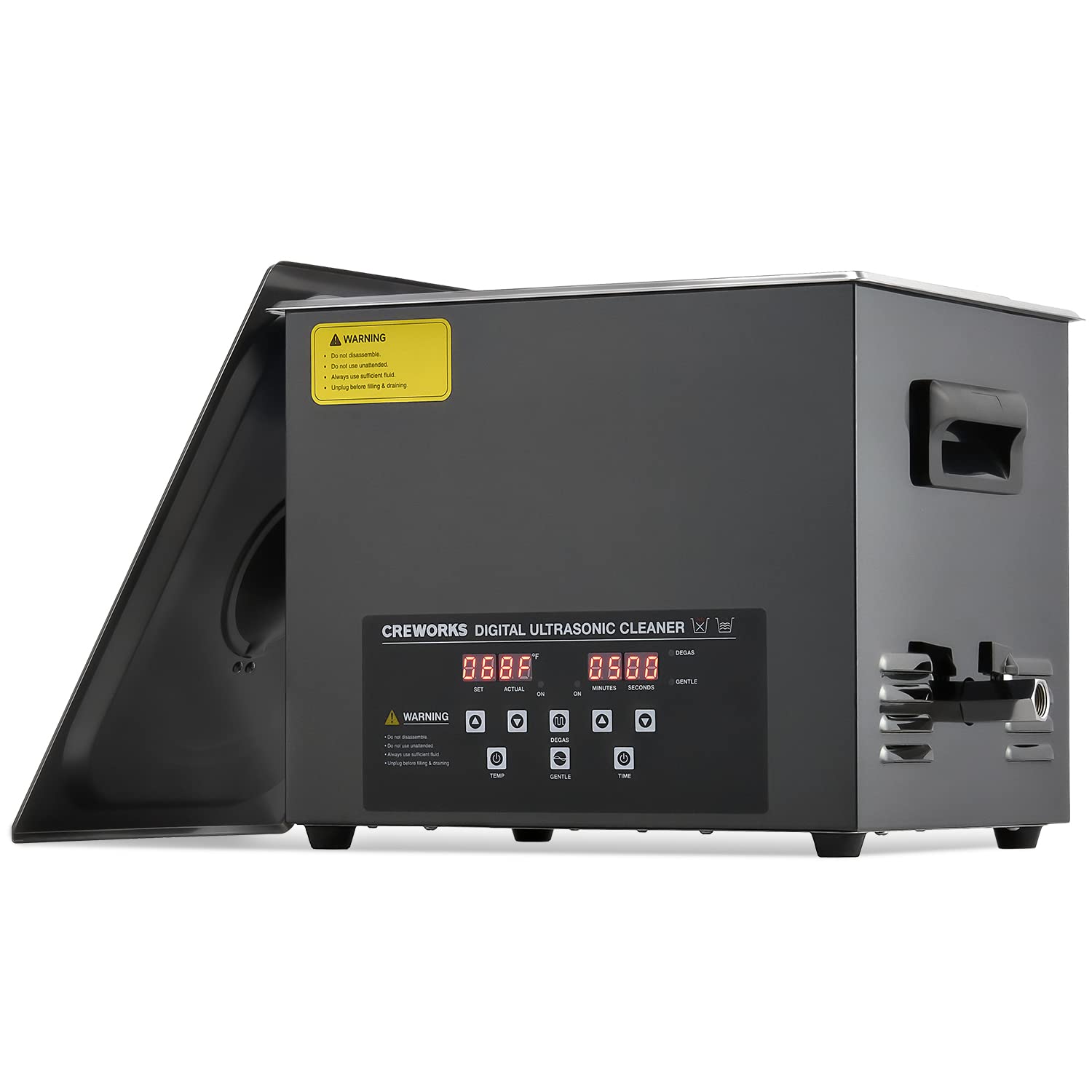 CREWORKS 10L Digital Ultrasonic Cleaner with Heater, Timer, Degas & Gentle Mode - 240W Professional Ultrasonic Cleaning Machine for Jewelry, Watches, Retainers, Auto Parts & Tools (2.6 Gallon Capacity) - Perfect for Home, Dental Clinics & Repair Shops
