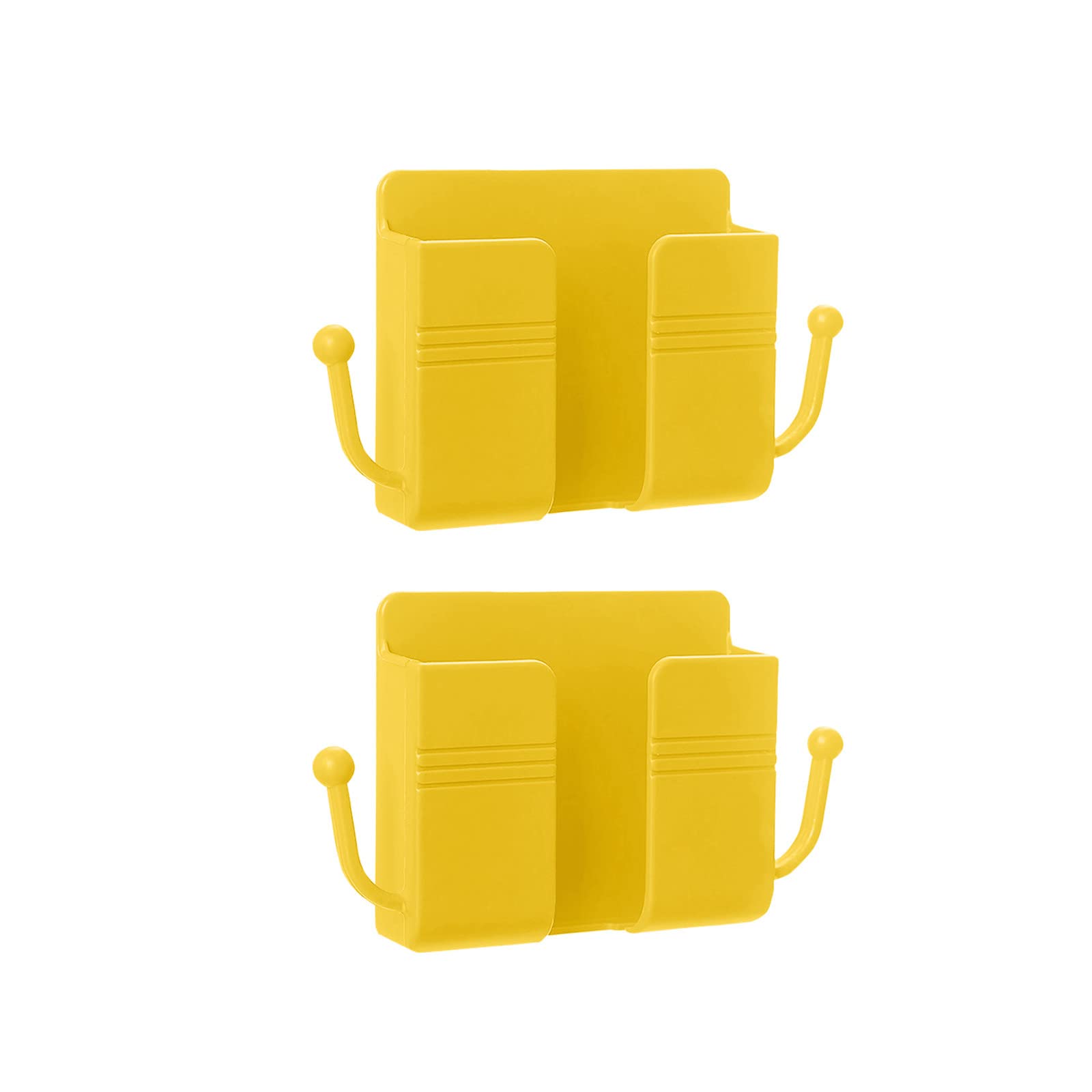 GONEBIN 2-Pack Self-Adhesive Wall Mount Phone Holder - Plastic Charging Stand & Remote Control Organizer for Bedroom, Kitchen, Office - Space Saving Wall-Mounted Storage Solution