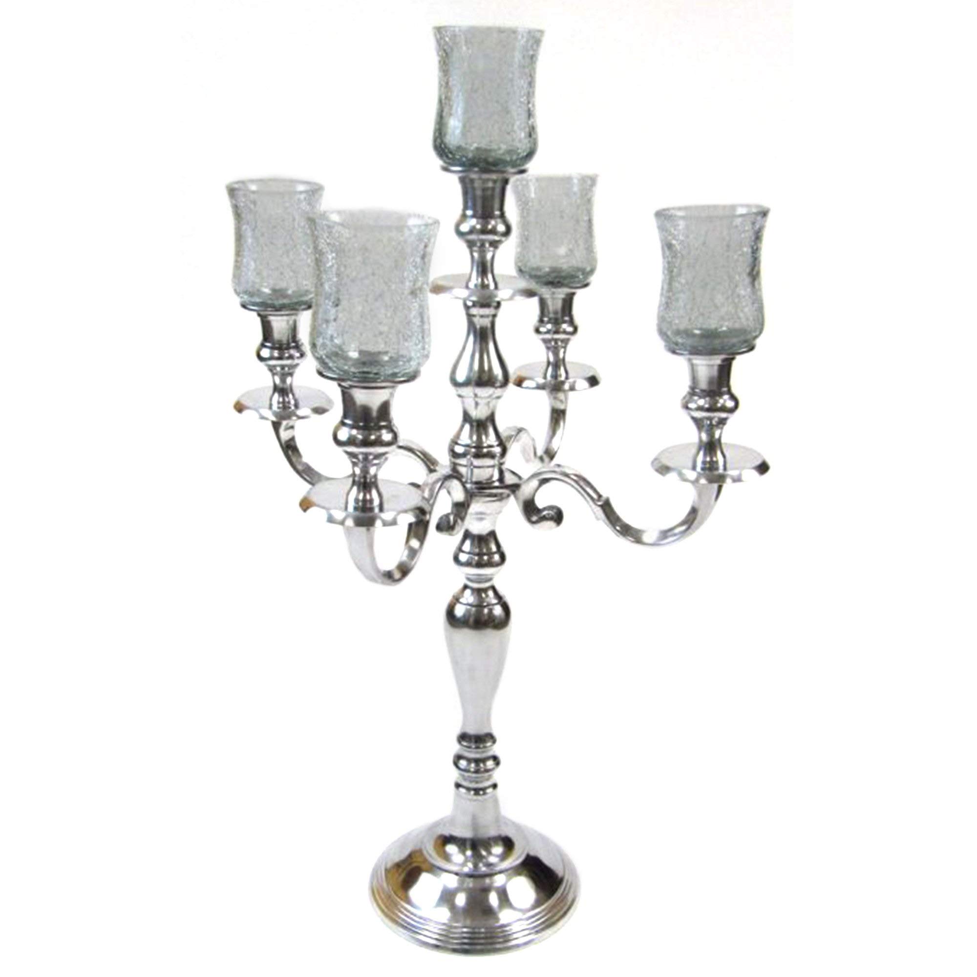 5-Prong Aluminum Candle Holder - 24 Inch Tall Decorative Candle Stand for Wedding, Church, and Home Decor
