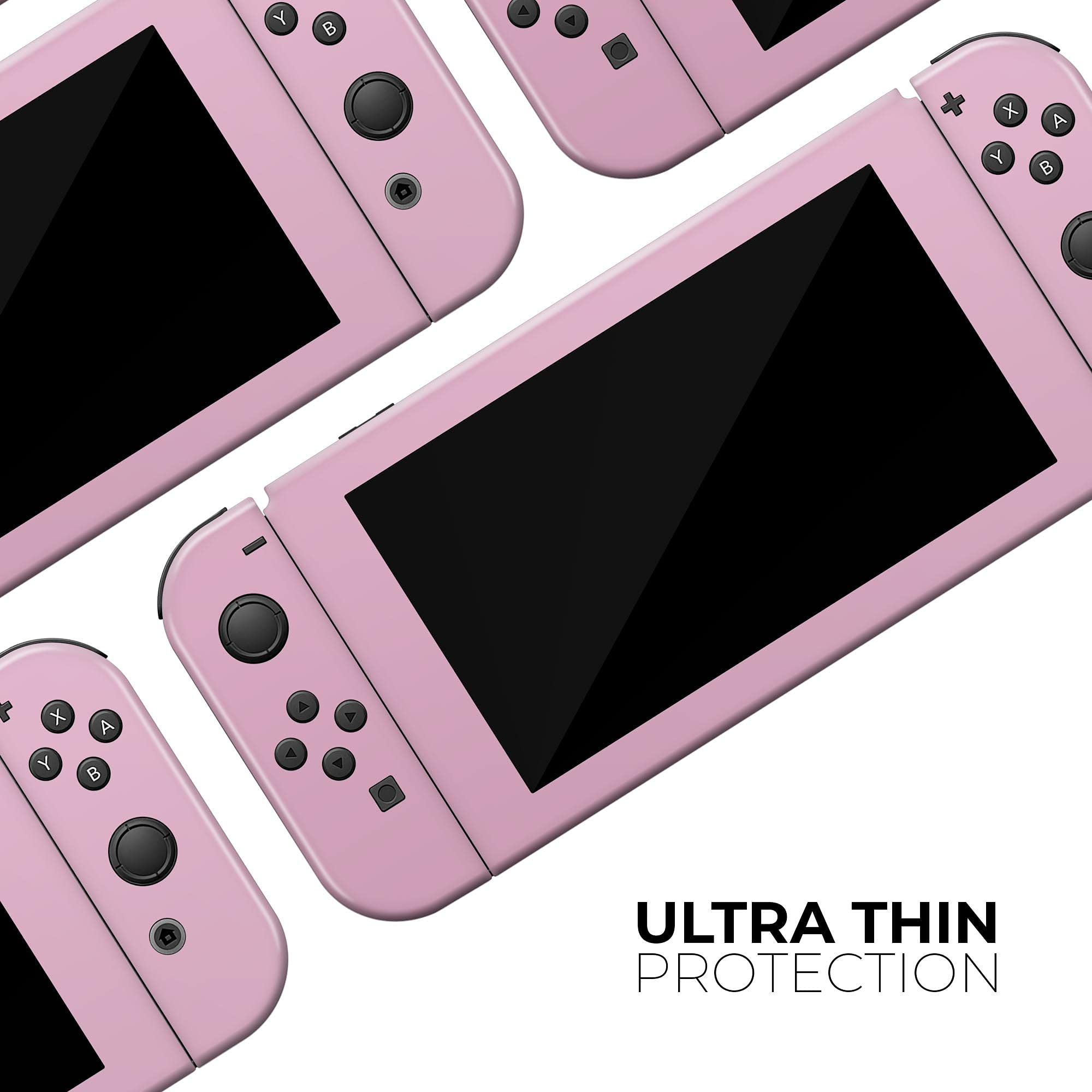 Nintendo Switch Console Skin Decal - Pink Pastel Vinyl Wrap Cover Scratch-Resistant Removable Protective Bundle - Perfect for Gaming, Travel & Customization