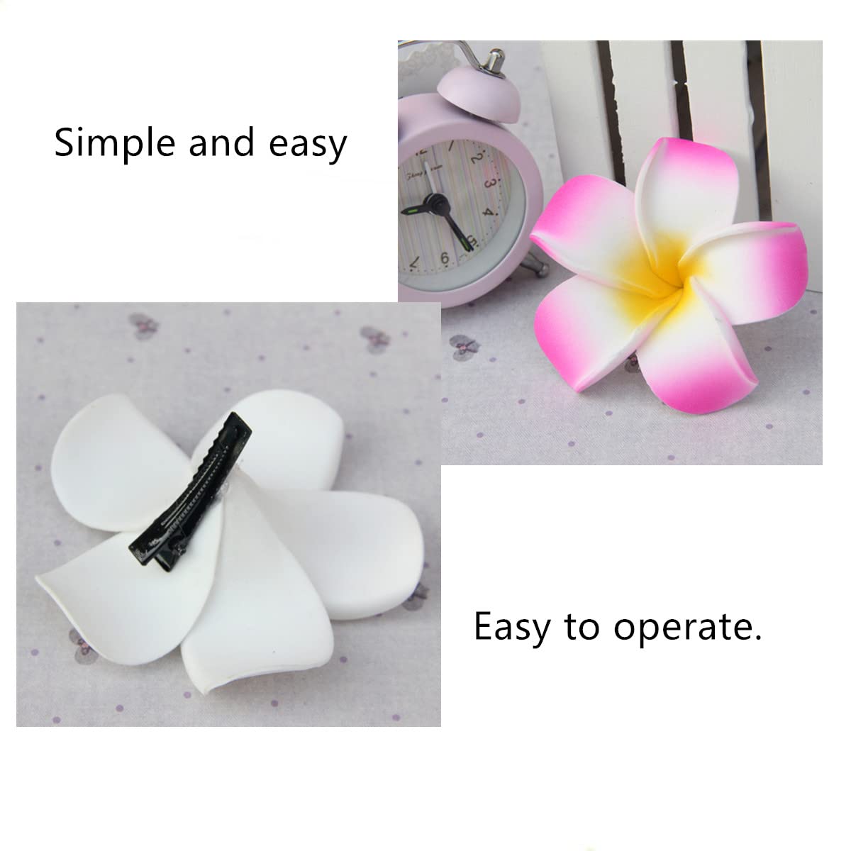 12PCS Hawaiian Plumeria Flower Hair Clips - Bohemian Foam Hair Accessories for Women, Bridal Wedding Party & Beach Vacation (Rose Red) | Perfect for Summer Outfits, Tropical Vacations & Boho Fashion Styles