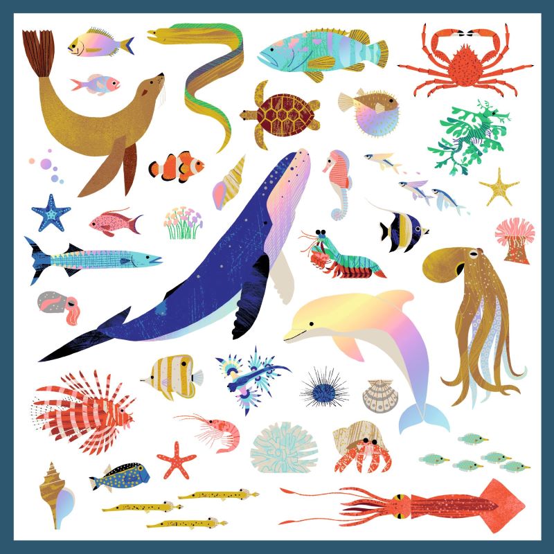 Ocean Metallic Stickers - Waterproof & Durable Vinyl Decals for Laptops, Water Bottles, Cars - Perfect for DIY Crafts, Scrapbooking & Home Decor