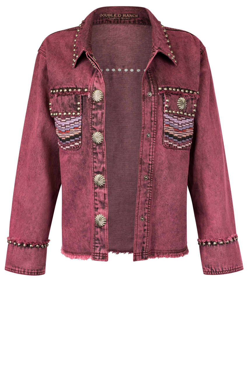 Double D Ranch Chavez Y Chavez Jacket for Women - Western Style Denim Jacket with Embroidery & Fringe - Perfect for Rodeo, Country Music Festivals & Cowgirl Fashion