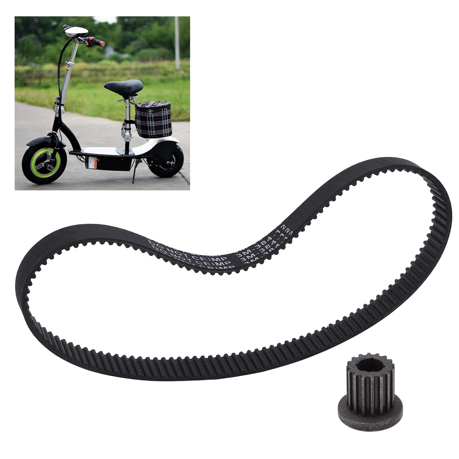 384-3 M-12 Electric Scooter Drive Belt 16T 8mm Timing Pulley - Replacement Rubber Timing Belt for Electric Scooters - Perfect for DIY Repairs & Scooter Maintenance Accessories