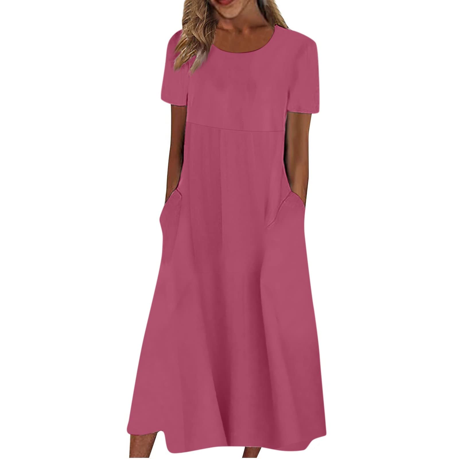 2023 Women's Floral Summer Dress - Bohemian Maxi Dress with Short Sleeves & Pockets | Casual Beach Wear, Vacation Outfit, Garden Party Dress