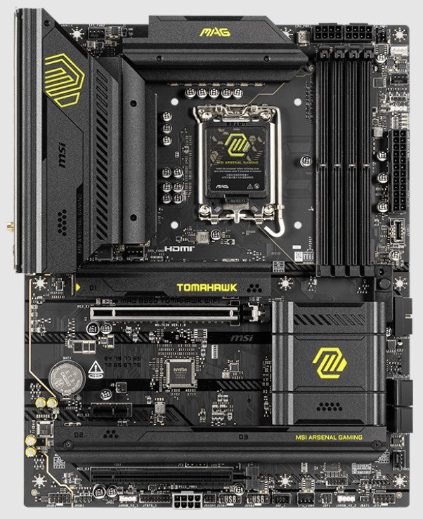 MSI MAG B860 TOMAHAWK WiFi Gaming Motherboard - Intel LGA 1700 Socket, DDR4, PCIe 4.0, 2.5G LAN - Perfect for PC Gaming & Streaming Setups