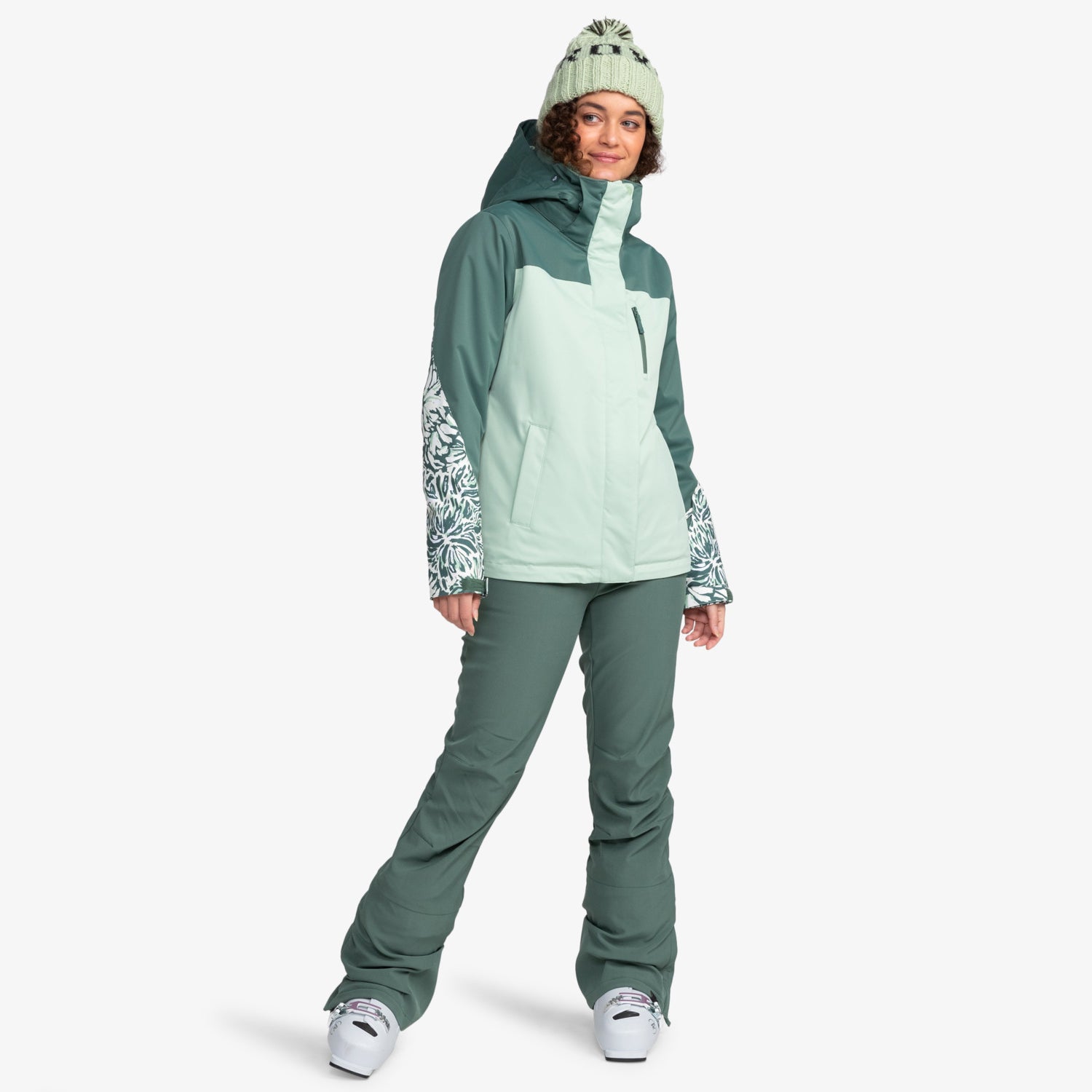 Roxy Jetty Block Verde Print Snow Jacket for Women - Waterproof Winter Coat for Skiing, Snowboarding & Outdoor Adventures