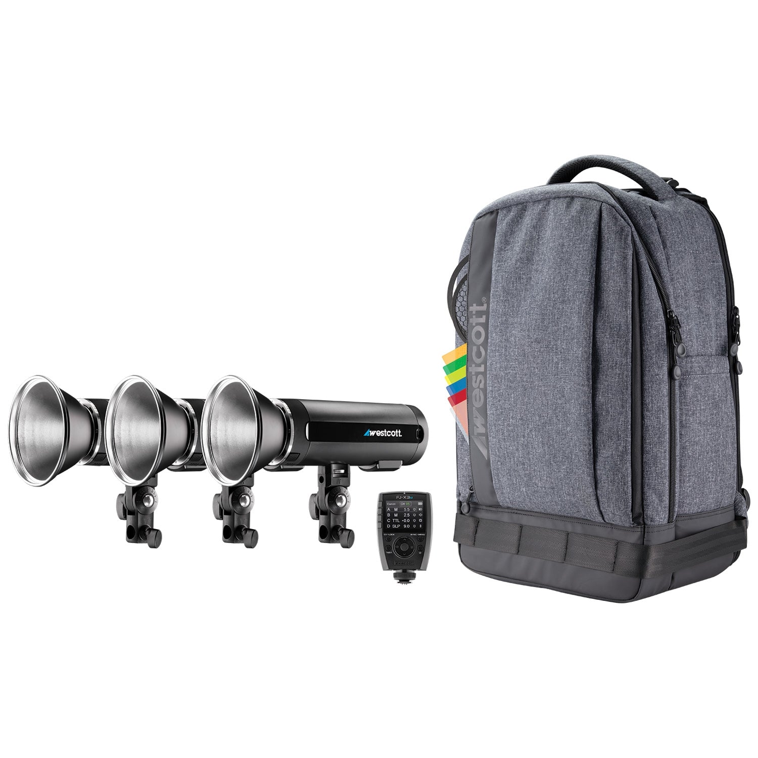 FJ200 Strobe 3 Light Backpack Kit - Professional Photography Lighting for Outdoor & Studio Shoots - Perfect for Portrait, Fashion, and Event Photography