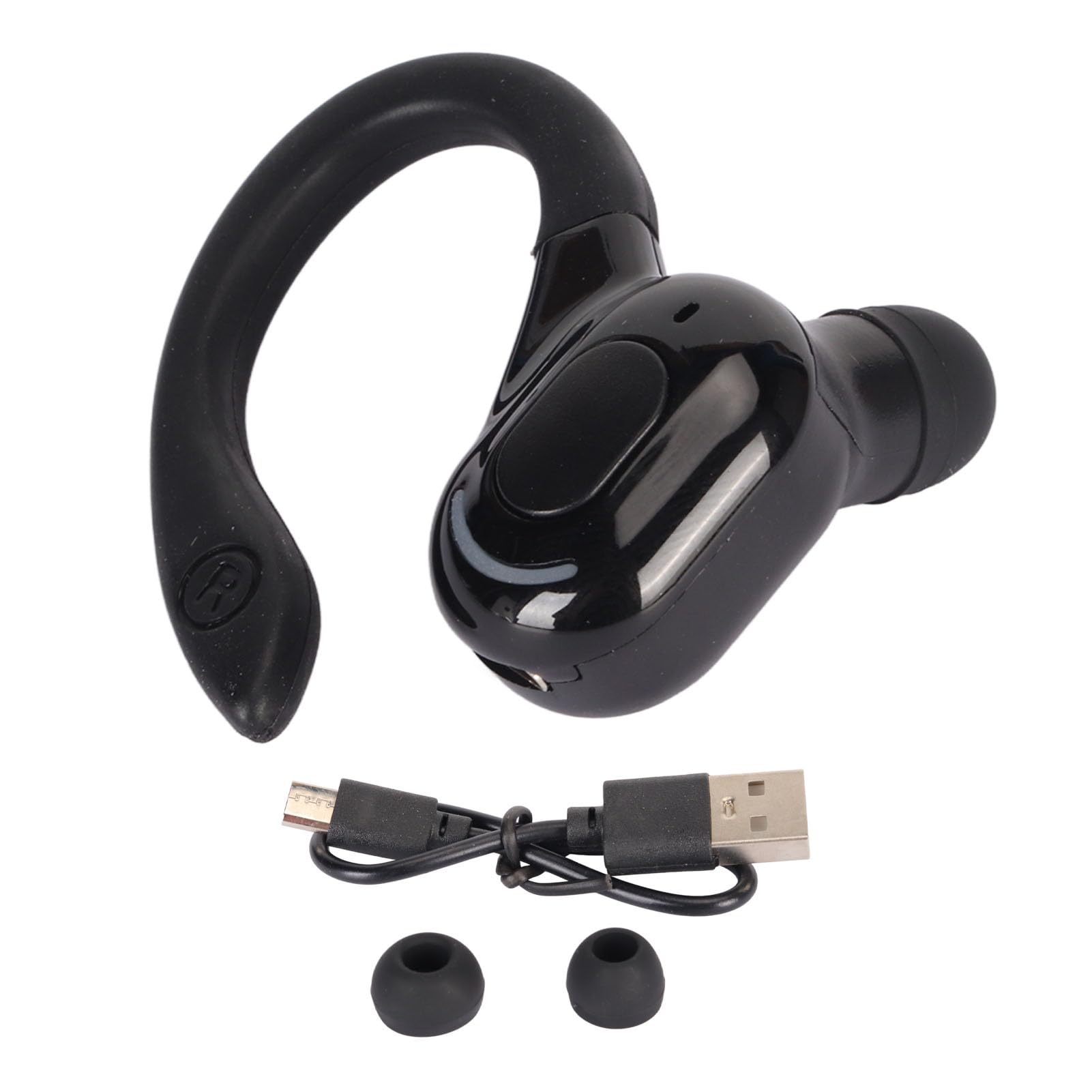 Yunseity 5.2 Bluetooth Headset with HD Calls & Noise Cancellation - Single Ear Business Headphone for Driving, Meetings, Phone Calls - Wireless Earpiece for Office, Commuting, Remote Work (Black)