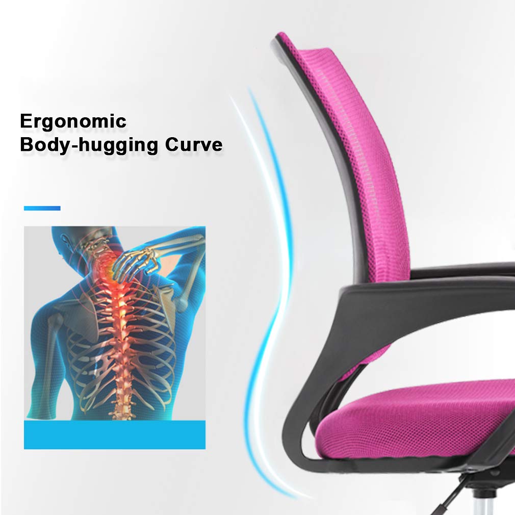 Ergonomic Mesh Office Chair with Mid Back Support - 2 Pack Pink Rolling Desk Chairs for Adults | Perfect for Home Office, Gaming & Workspace Comfort