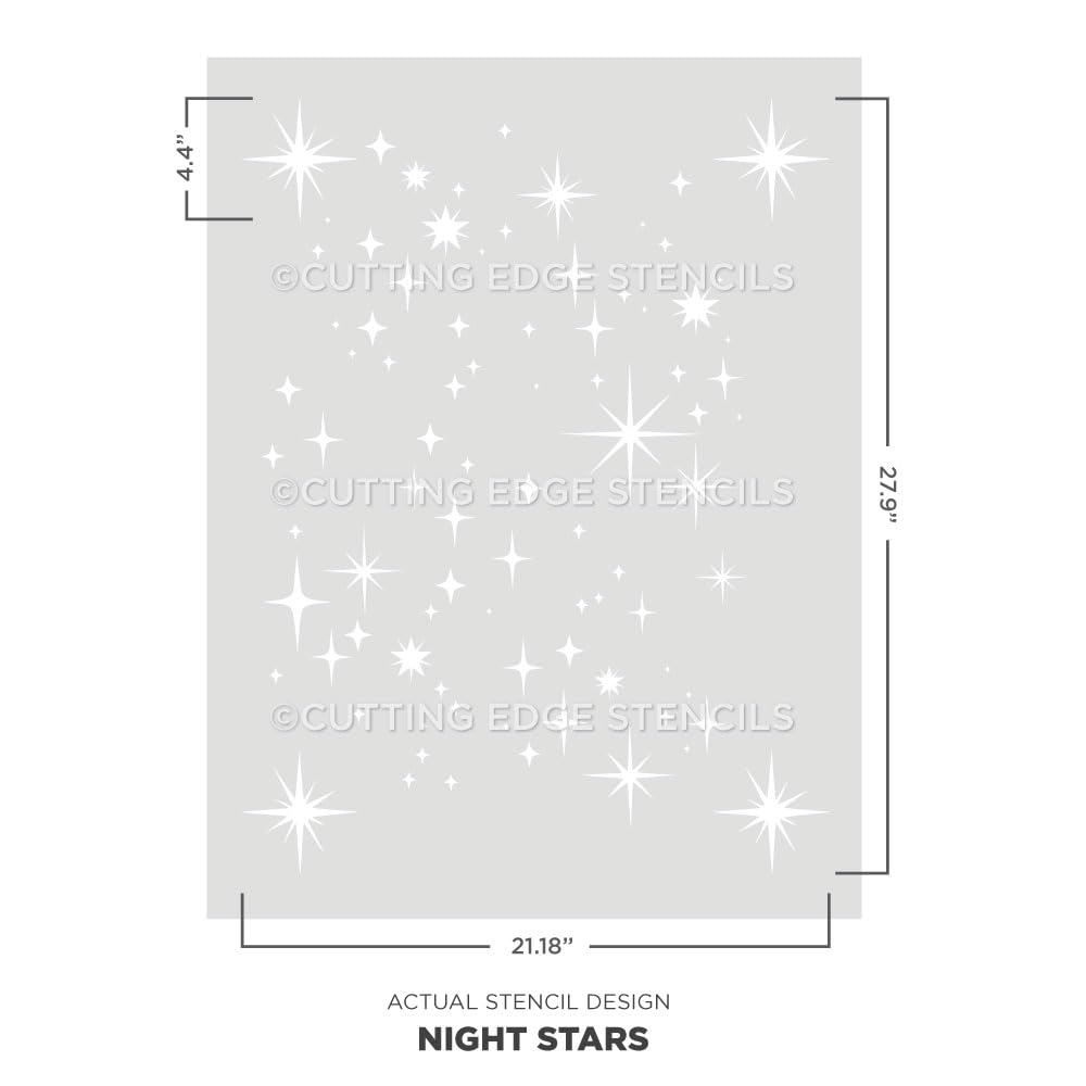 Night Stars Wall Stencils for Painting - Large DIY Cosmic Pattern Stencil Kit for Bedroom & Nursery Decor - Reusable Wall Art Templates for Home Painting Projects (Perfect for Kids Rooms, Ceiling Decor & Creative Wall Designs)